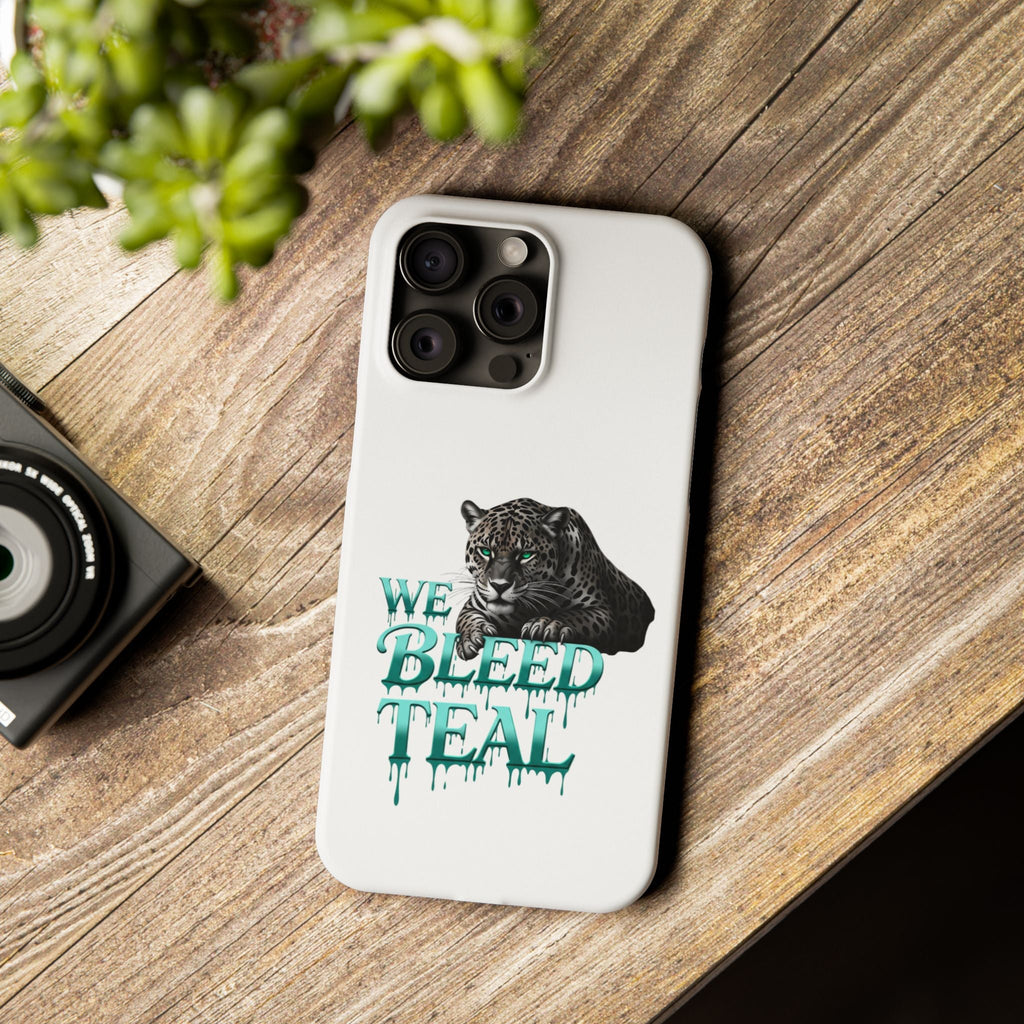 Teal Panther Slim Phone Case - Bold Animal Design, Unique Gift for Wildlife Lovers, Stylish Phone Accessory, Modern Aesthetic, Trendy [...] Printify