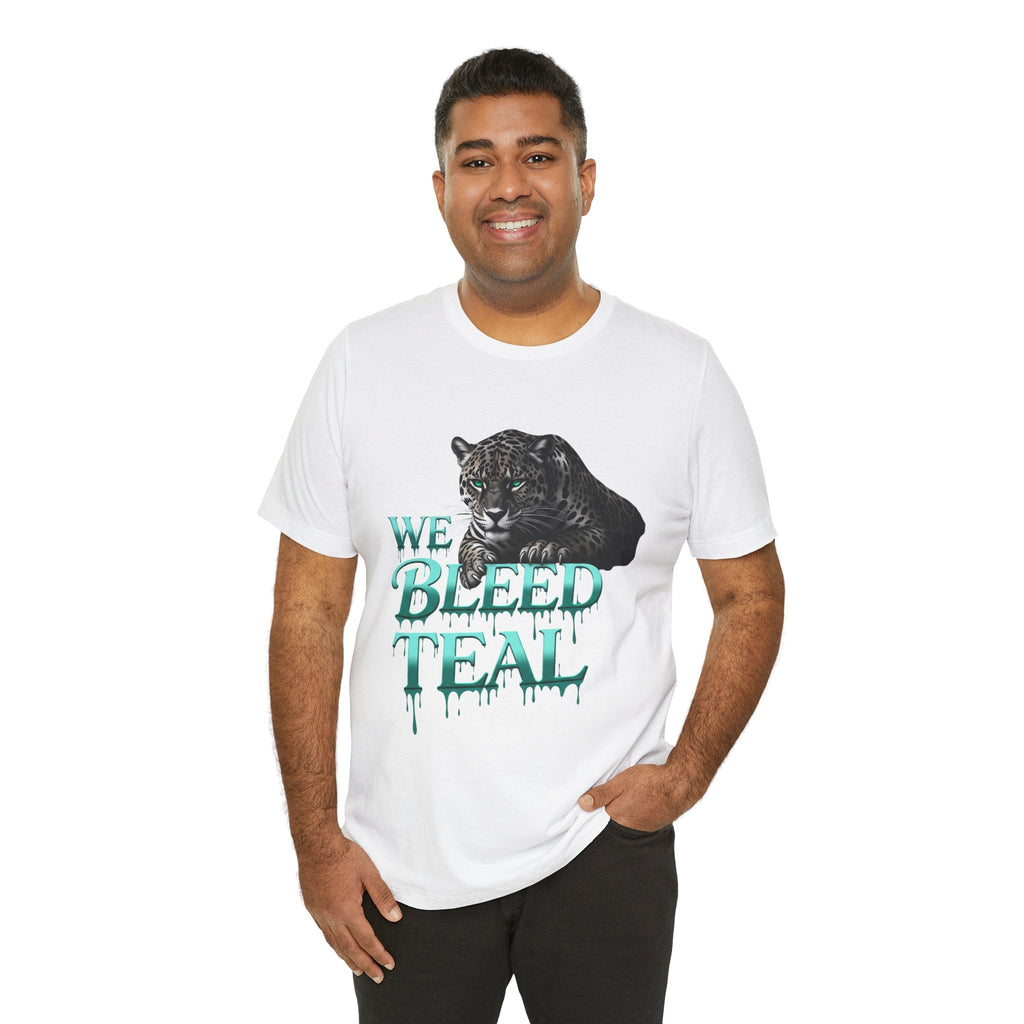 Teal Panther Graphic Tee - We Bleed Teal T-Shirt, Casual Unisex Shirt, Animal Lover Gift, Sports Fans Apparel, Unique Graphic Top Printify