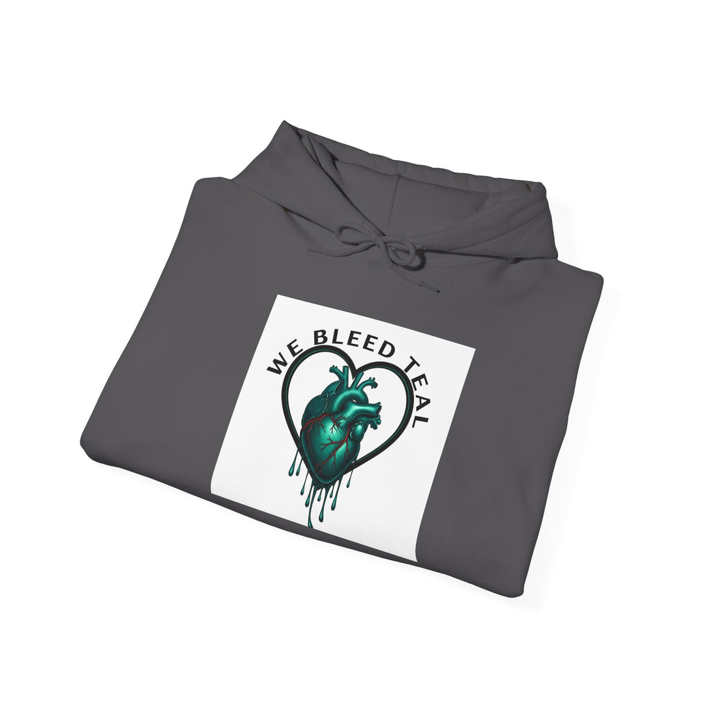 Teal Heart Drip Hoodie - Unisex Sweatshirt, Casual Wear, Gift for Her, Unique Style, Fall Fashion, Cozy Outfit Printify