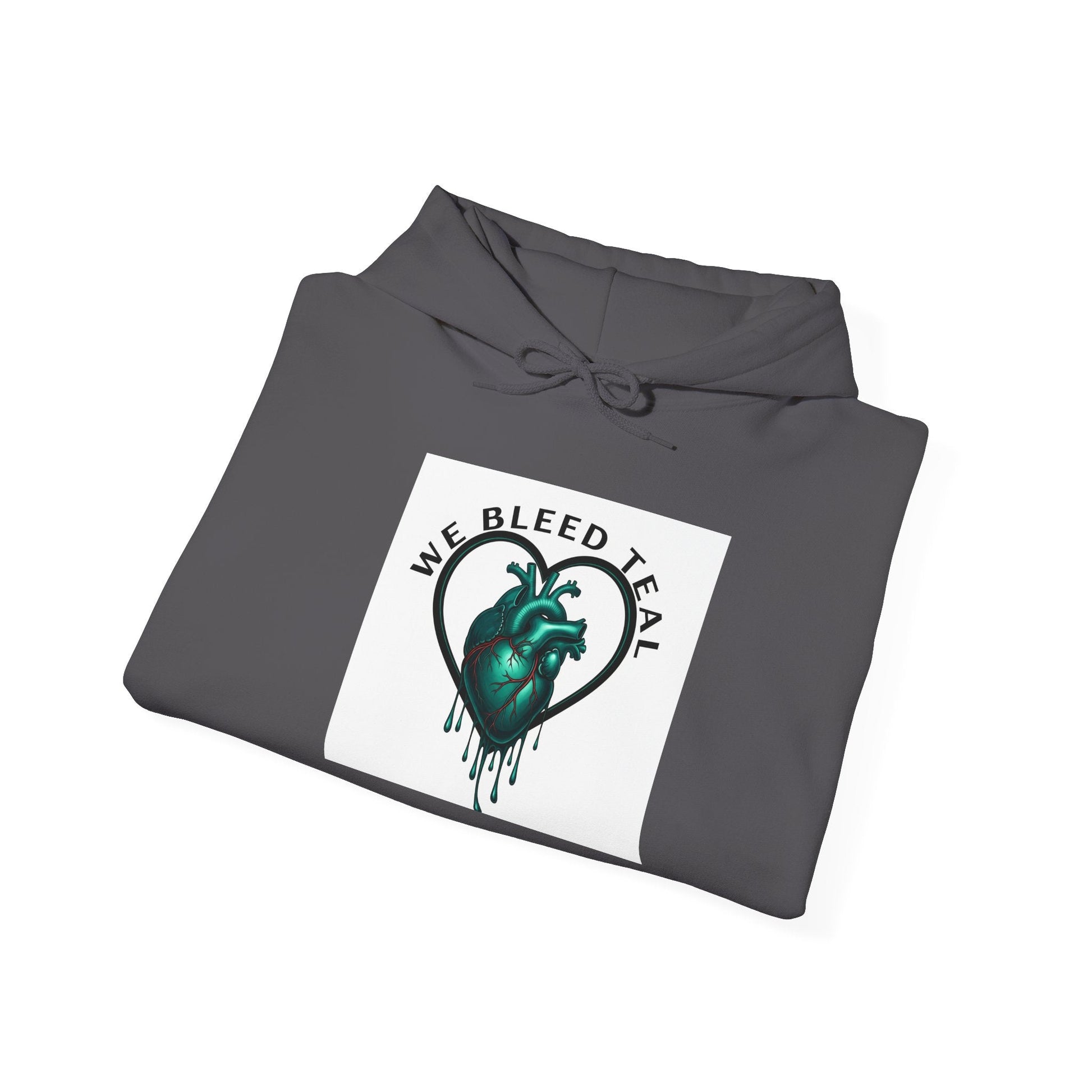 Teal Heart Drip Hoodie - Unisex Sweatshirt, Casual Wear, Gift for Her, Unique Style, Fall Fashion, Cozy Outfit Printify