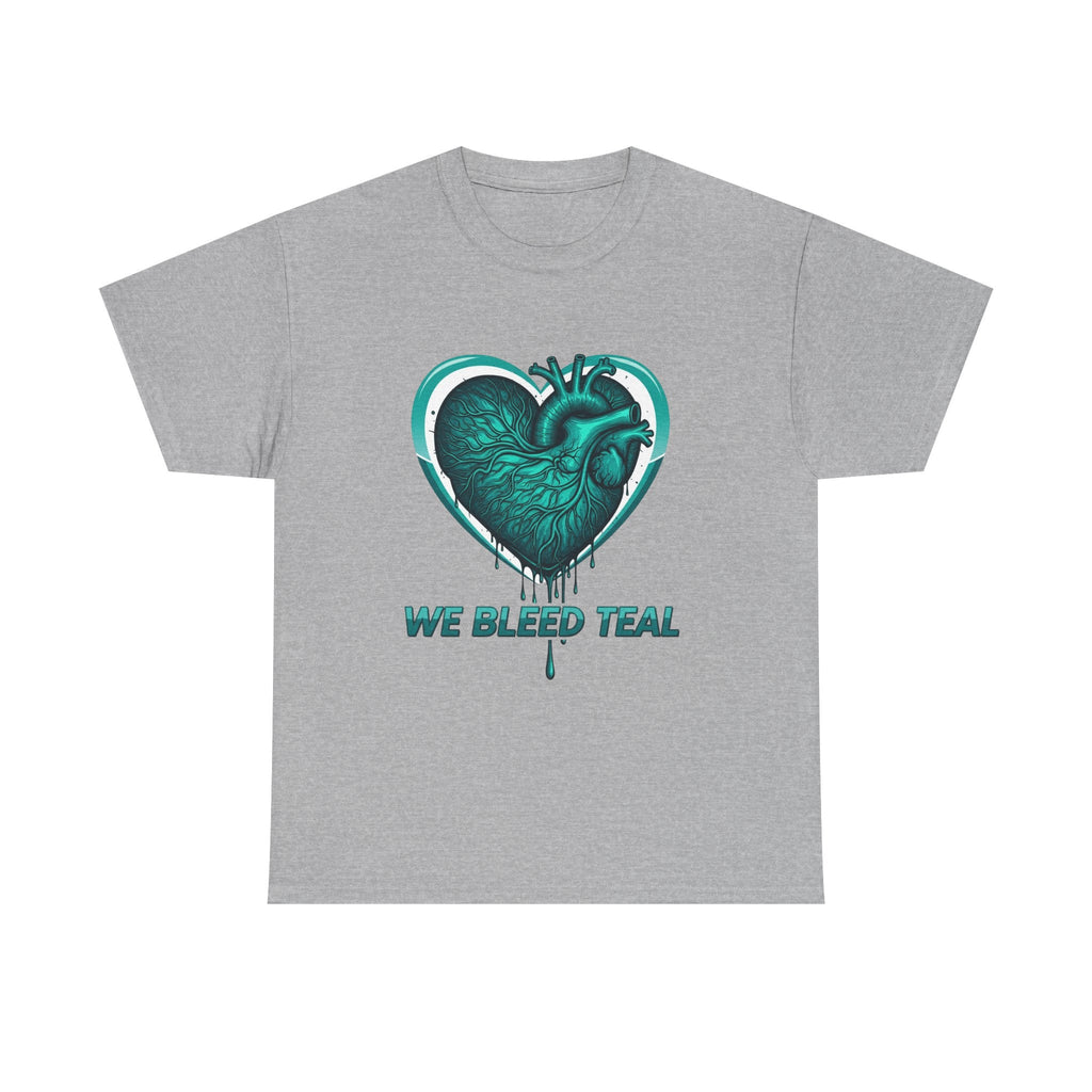 Teal Heart Awareness Tee, Unisex Cotton Shirt, Supportive Gear, Medical Awareness, Gift for Loved Ones, Casual Wear Printify