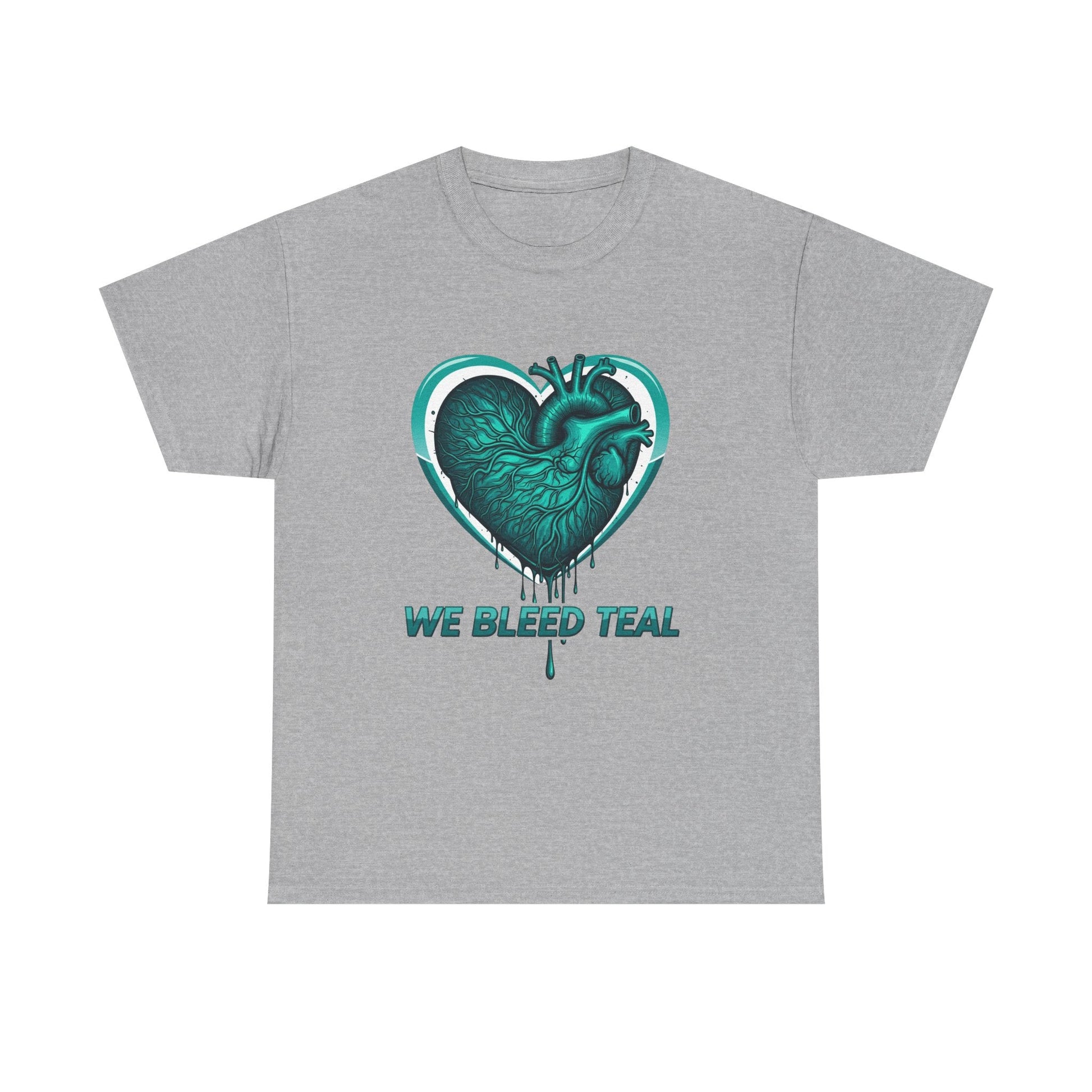 Teal Heart Awareness Tee, Unisex Cotton Shirt, Supportive Gear, Medical Awareness, Gift for Loved Ones, Casual Wear Printify