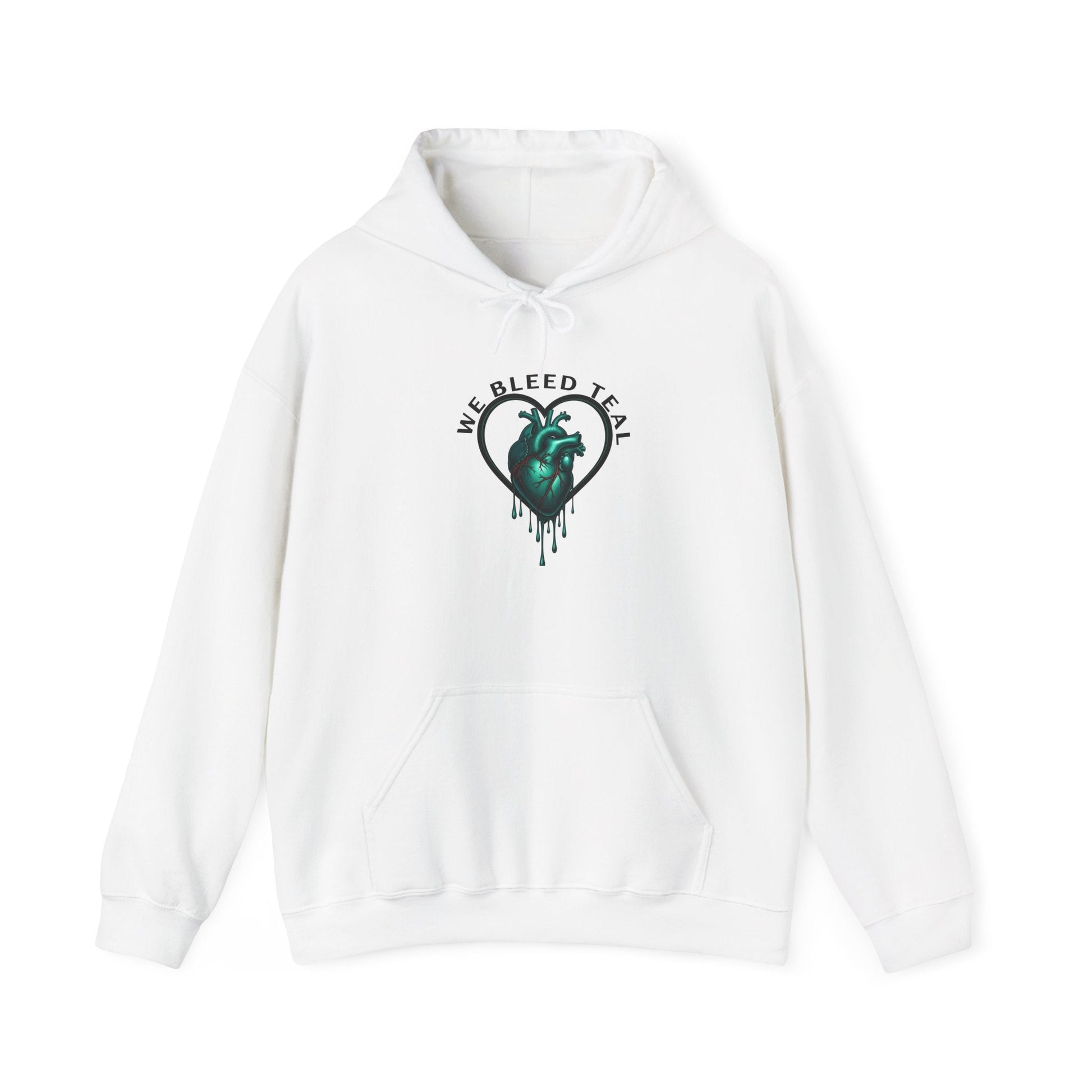 Teal Heart Drip Hoodie - Unisex Sweatshirt, Casual Wear, Gift for Her, Unique Style, Fall Fashion, Cozy Outfit Printify