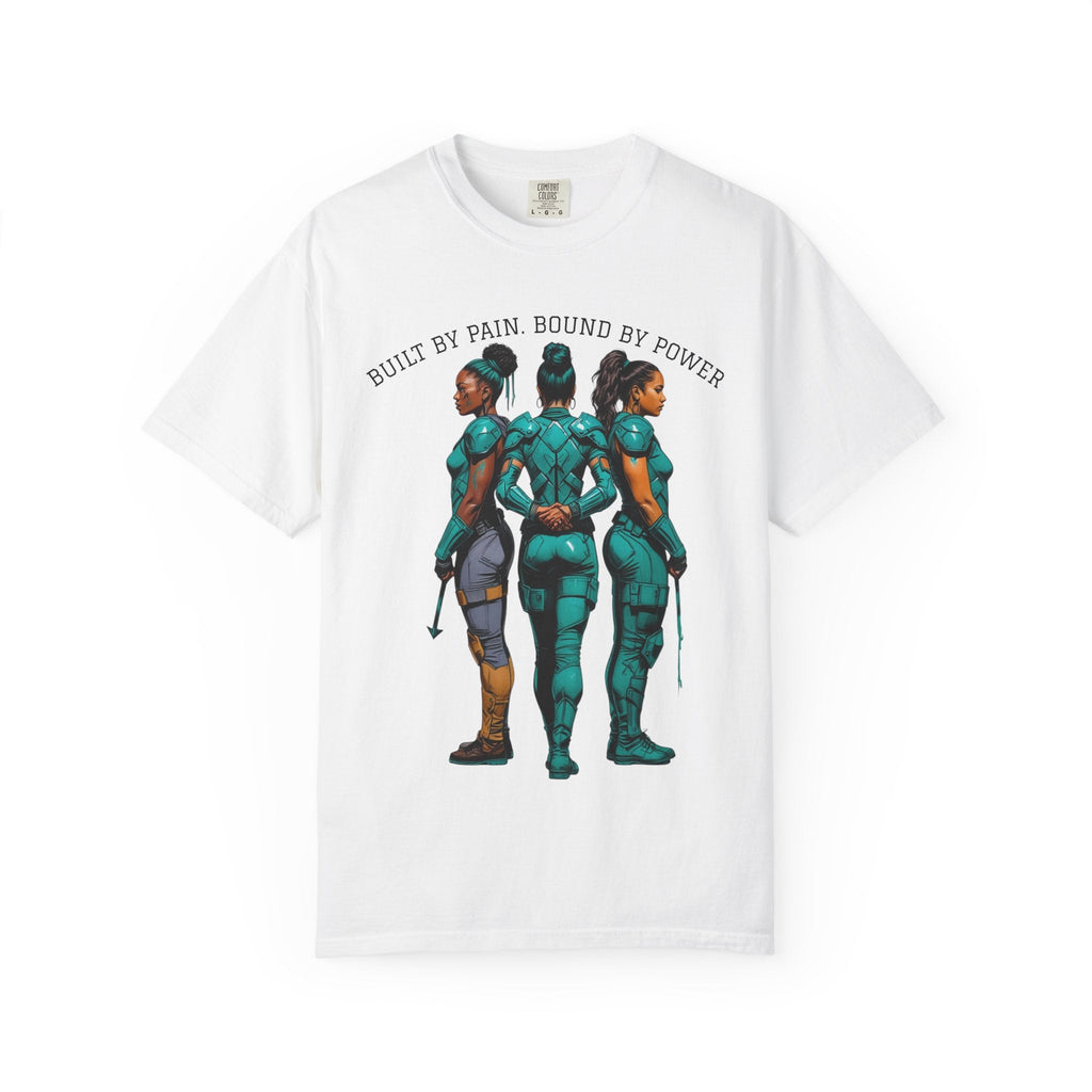 Empowerment Graphic Tee, Built by Pain Bound by Power Shirt, Unisex Motivational T-Shirt, Fitness Apparel, Unique Gift for Warriors Printify