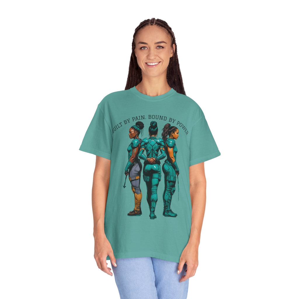 Empowerment Graphic Tee, Built by Pain Bound by Power Shirt, Unisex Motivational T-Shirt, Fitness Apparel, Unique Gift for Warriors Printify