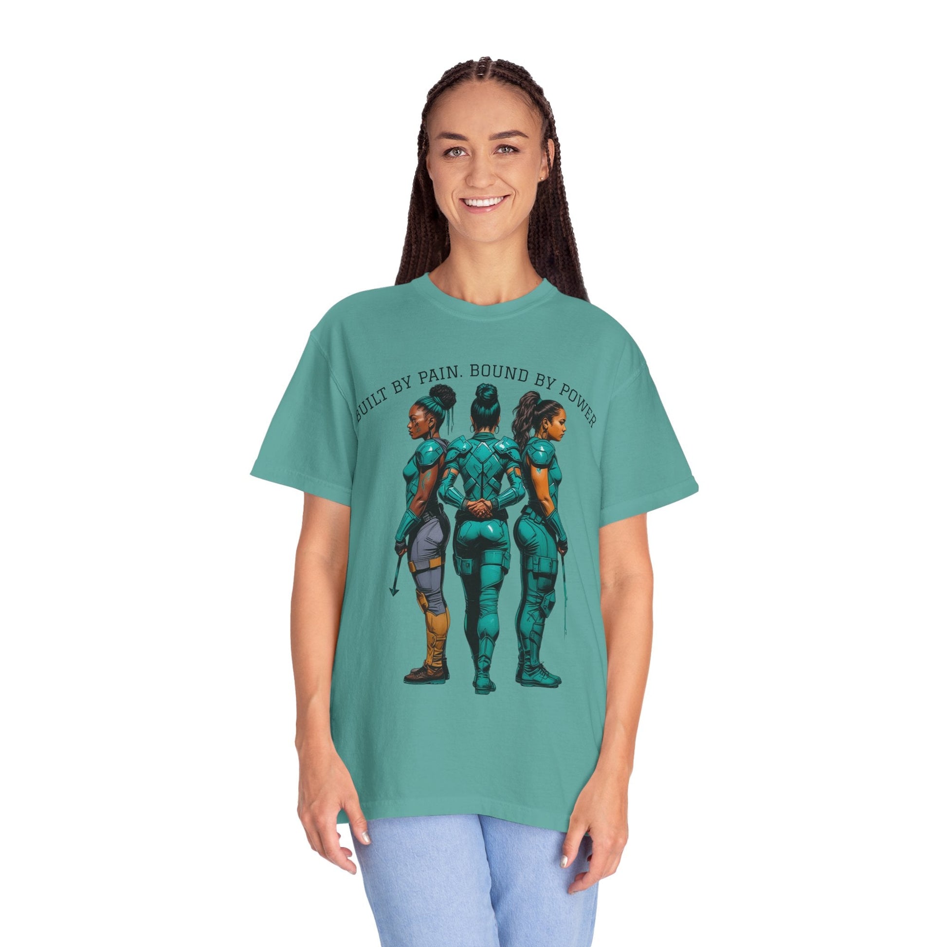 Empowerment Graphic Tee, Built by Pain Bound by Power Shirt, Unisex Motivational T-Shirt, Fitness Apparel, Unique Gift for Warriors Printify