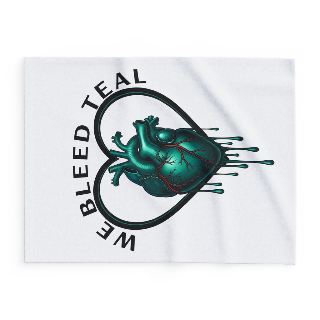 Teal Heart Fleece Blanket - Cozy Throw for Health Awareness, Gifts for Nurses, Valentine’s Day, Home Decor, Charity Fundraisers Printify