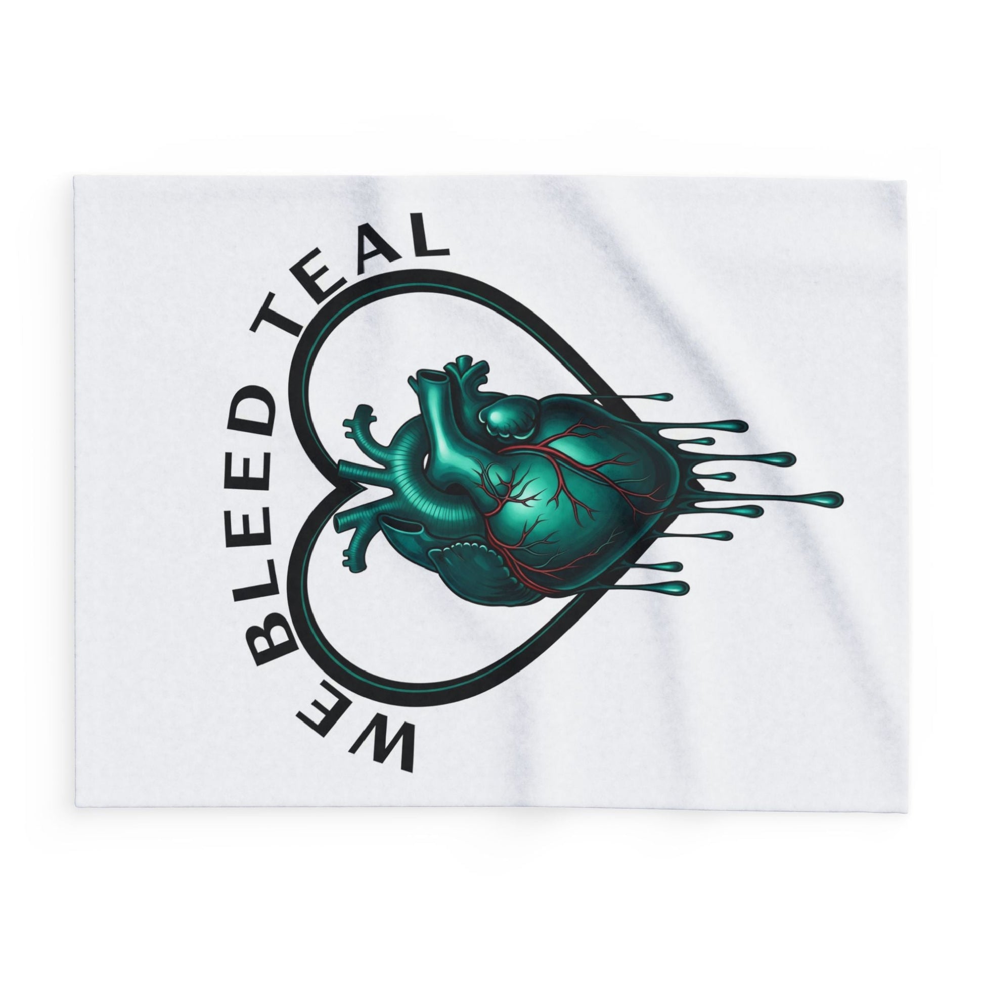 Teal Heart Fleece Blanket - Cozy Throw for Health Awareness, Gifts for Nurses, Valentine’s Day, Home Decor, Charity Fundraisers Printify