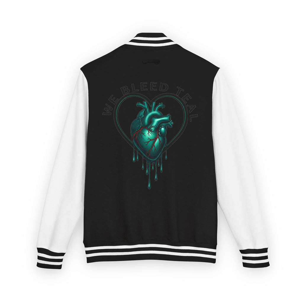Unisex Heavyweight Letterman Jacket with We Bleed Teal Design | Comfort Wear for Game Day, Sports Events, Nostalgia Rides, [...]