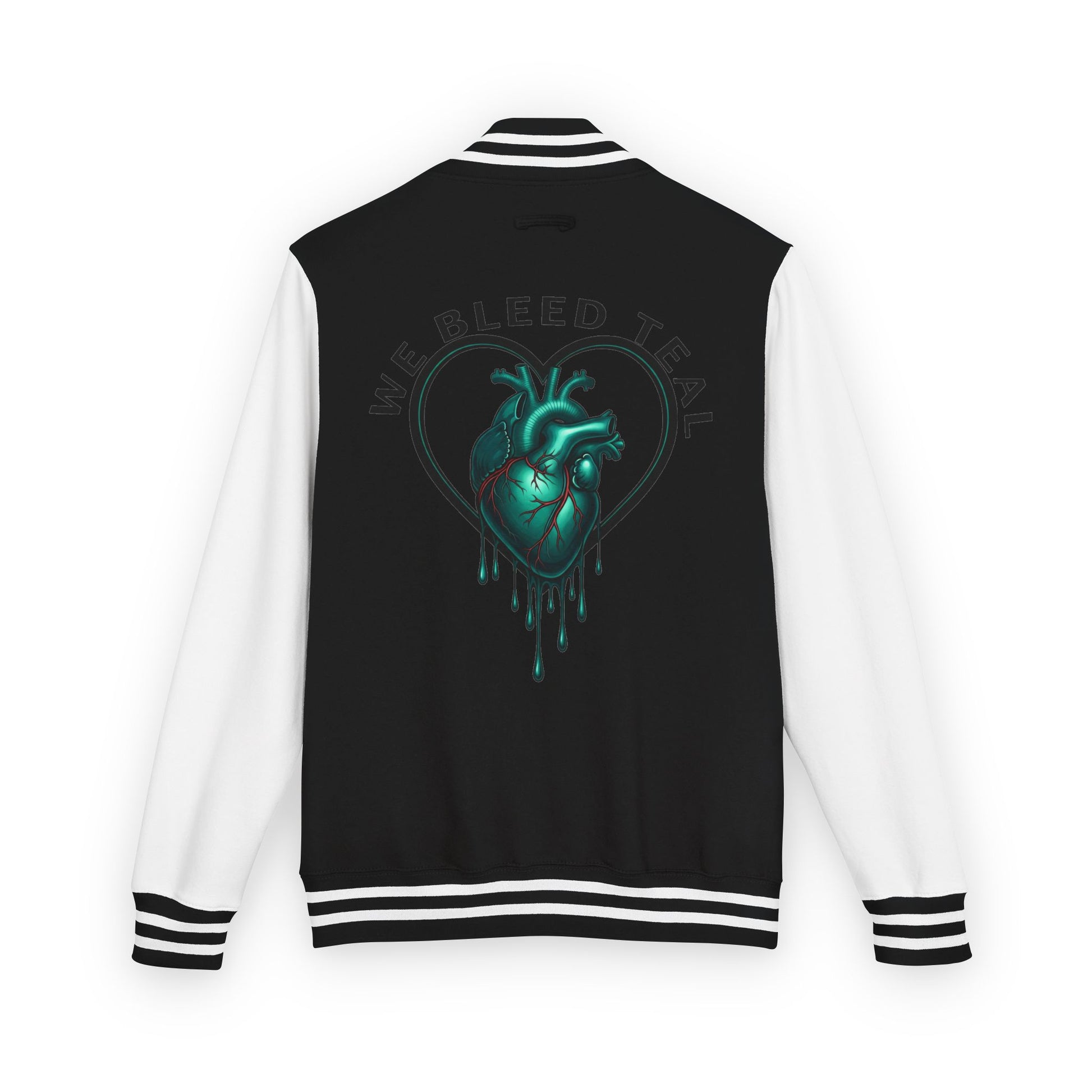Unisex Heavyweight Letterman Jacket with We Bleed Teal Design | Comfort Wear for Game Day, Sports Events, Nostalgia Rides, [...]