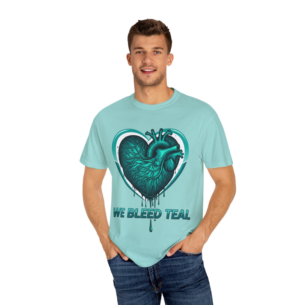 Teal Heart T-Shirt, Unisex Casual Shirt, Heart Health Awareness Tee, Gift for Men & Women, Comfortable Everyday Wear, We Bleed Teal Printify