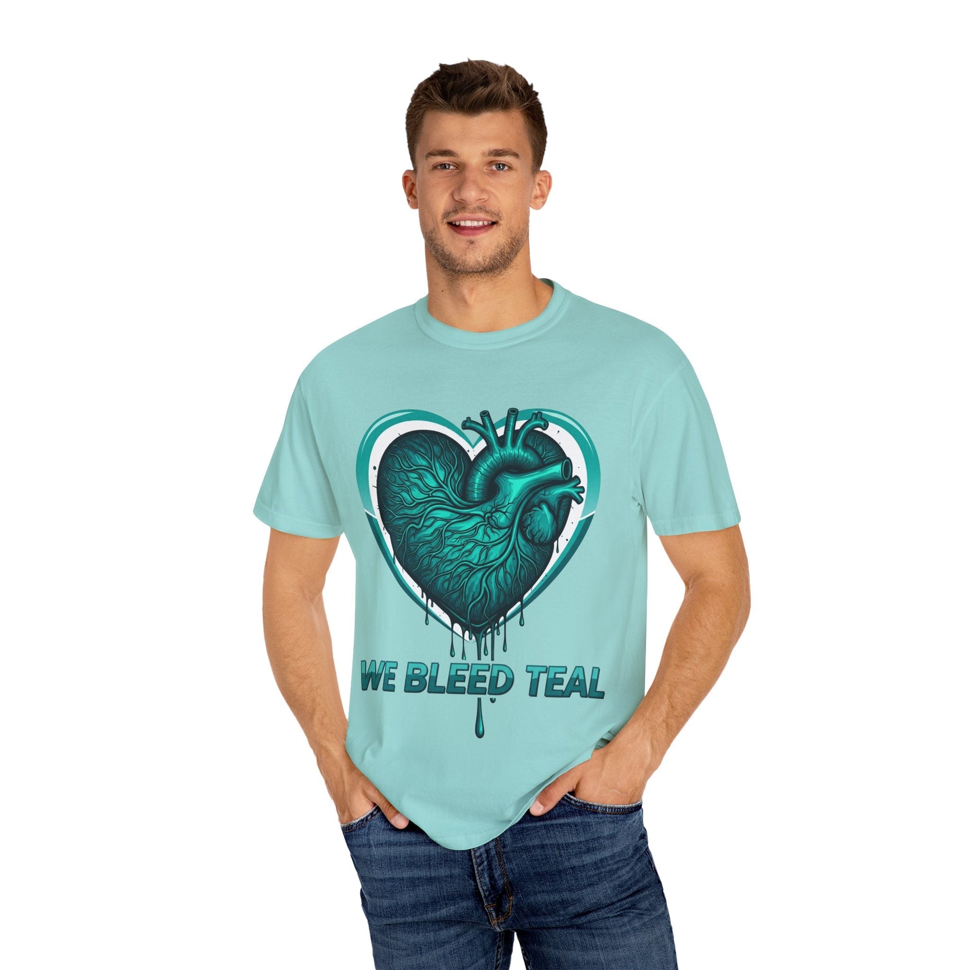 Teal Heart T-Shirt, Unisex Casual Shirt, Heart Health Awareness Tee, Gift for Men & Women, Comfortable Everyday Wear, We Bleed Teal Printify