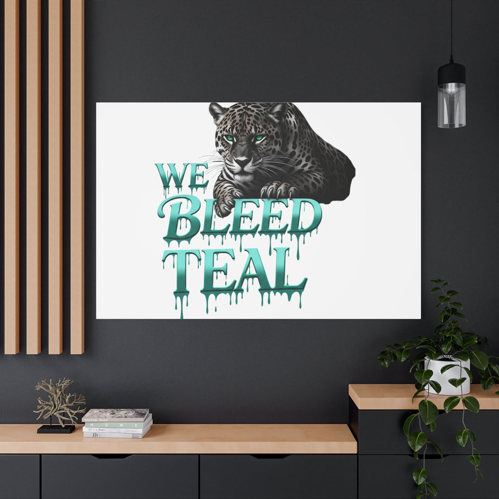 Teal Leopard Canvas Art Print, Modern Wall Decor, Animal Lover Gift, Home Interior Design, We Bleed Teal Artwork Printify