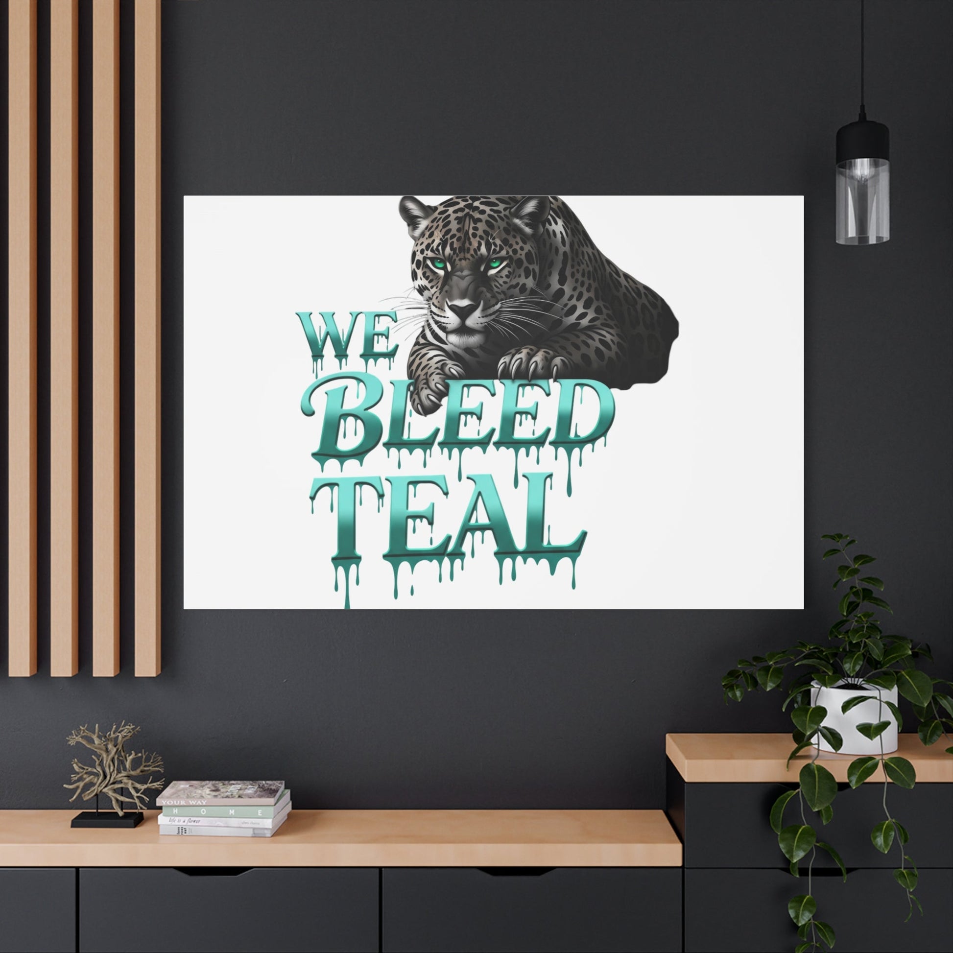 Teal Leopard Canvas Art Print, Modern Wall Decor, Animal Lover Gift, Home Interior Design, We Bleed Teal Artwork Printify