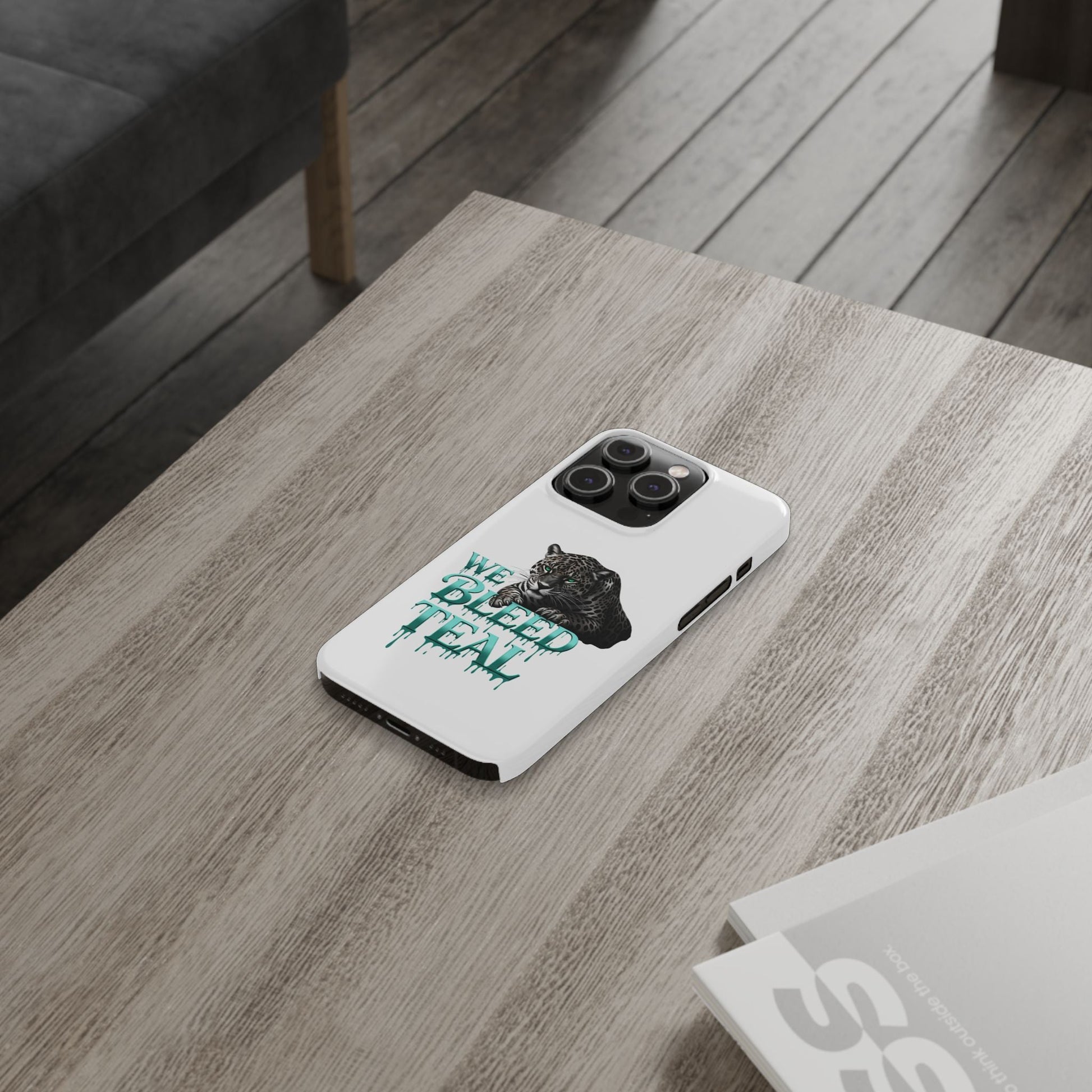 Teal Panther Slim Phone Case - Bold Animal Design, Unique Gift for Wildlife Lovers, Stylish Phone Accessory, Modern Aesthetic, Trendy [...] Printify