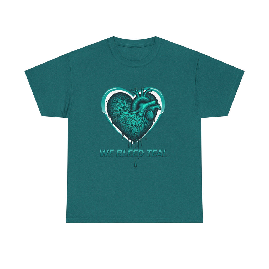 Teal Heart Awareness Tee, Unisex Cotton Shirt, Supportive Gear, Medical Awareness, Gift for Loved Ones, Casual Wear Printify