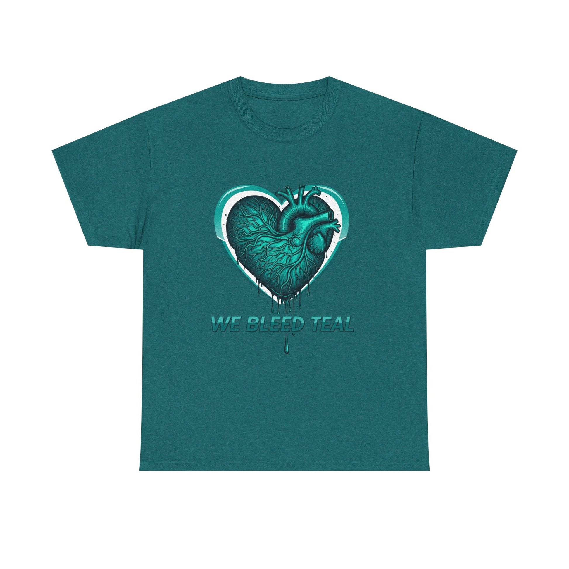 Teal Heart Awareness Tee, Unisex Cotton Shirt, Supportive Gear, Medical Awareness, Gift for Loved Ones, Casual Wear Printify