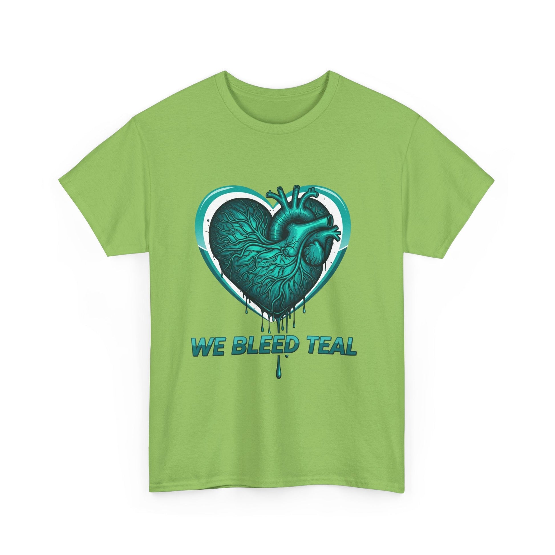 Teal Heart Awareness Tee, Unisex Cotton Shirt, Supportive Gear, Medical Awareness, Gift for Loved Ones, Casual Wear Printify