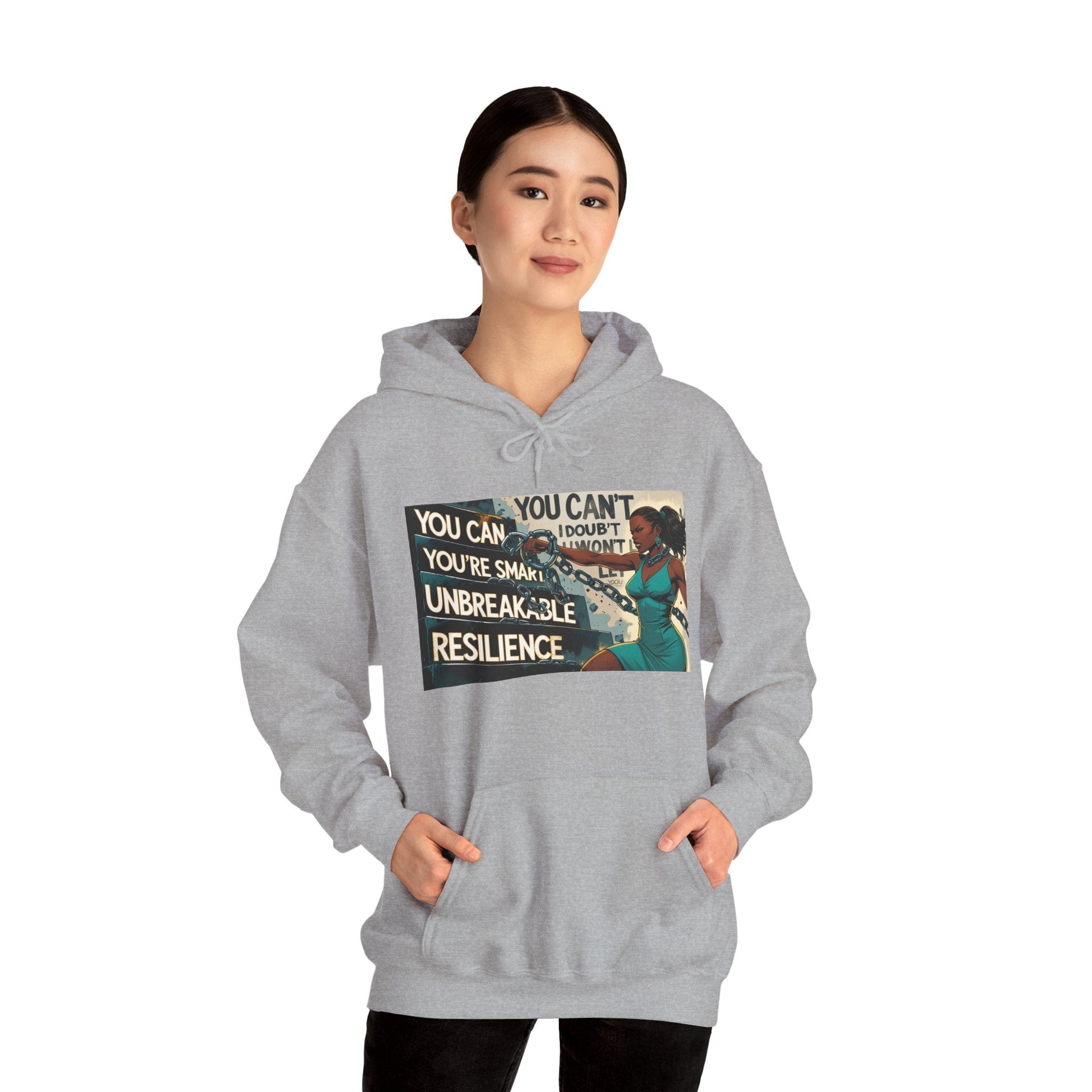 Empowering Resilience Hoodie, Motivational Hooded Sweatshirt, Unisex Sweatshirt for Self-Confidence, Inspirational Gift, Casual Wear Printify