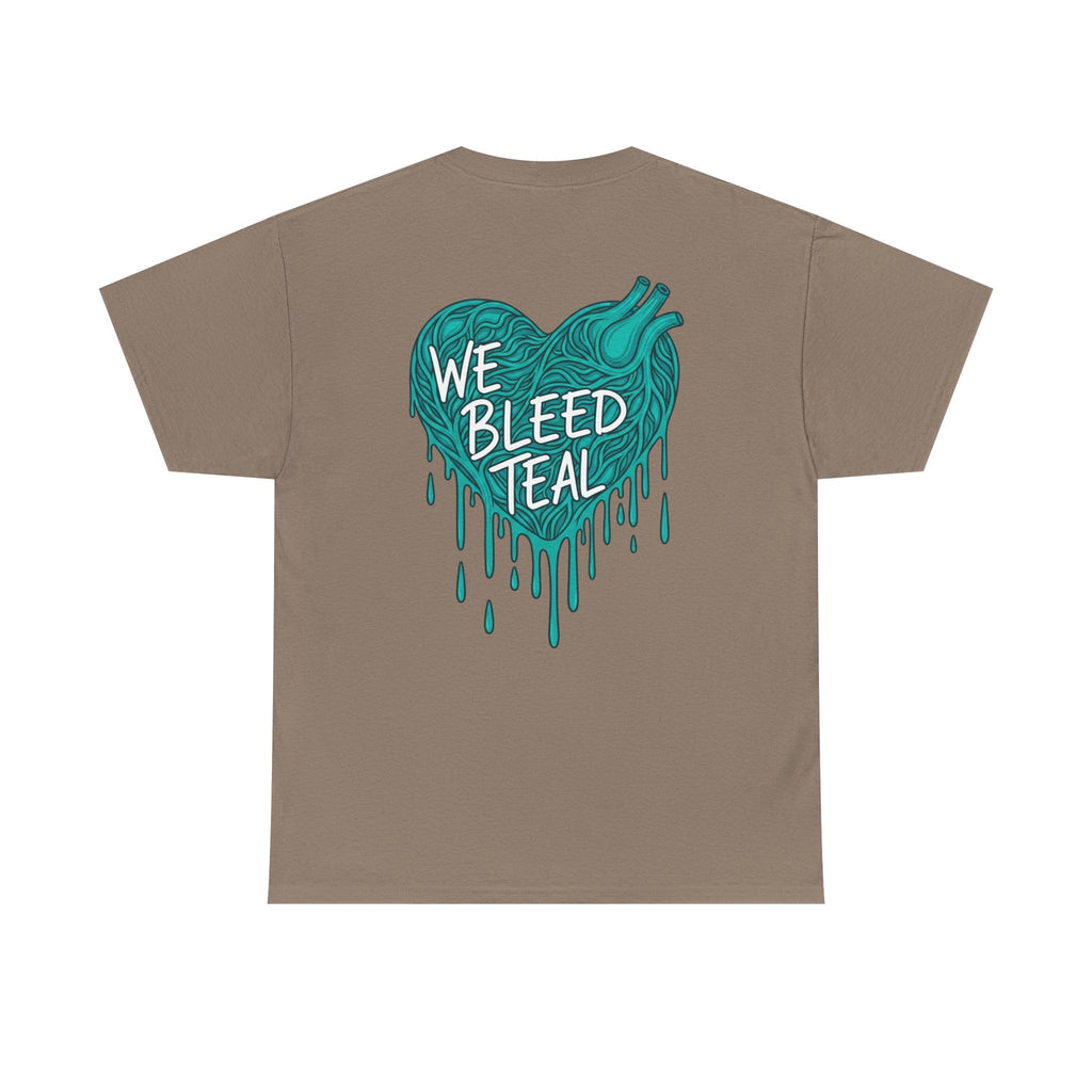 Teal Heart Tee - Unisex Heavy Cotton T-Shirt, Gift for Sports Fans, Casual Wear, Team Spirit Apparel, Soft Cotton Tee, Everyday Comfort Printify