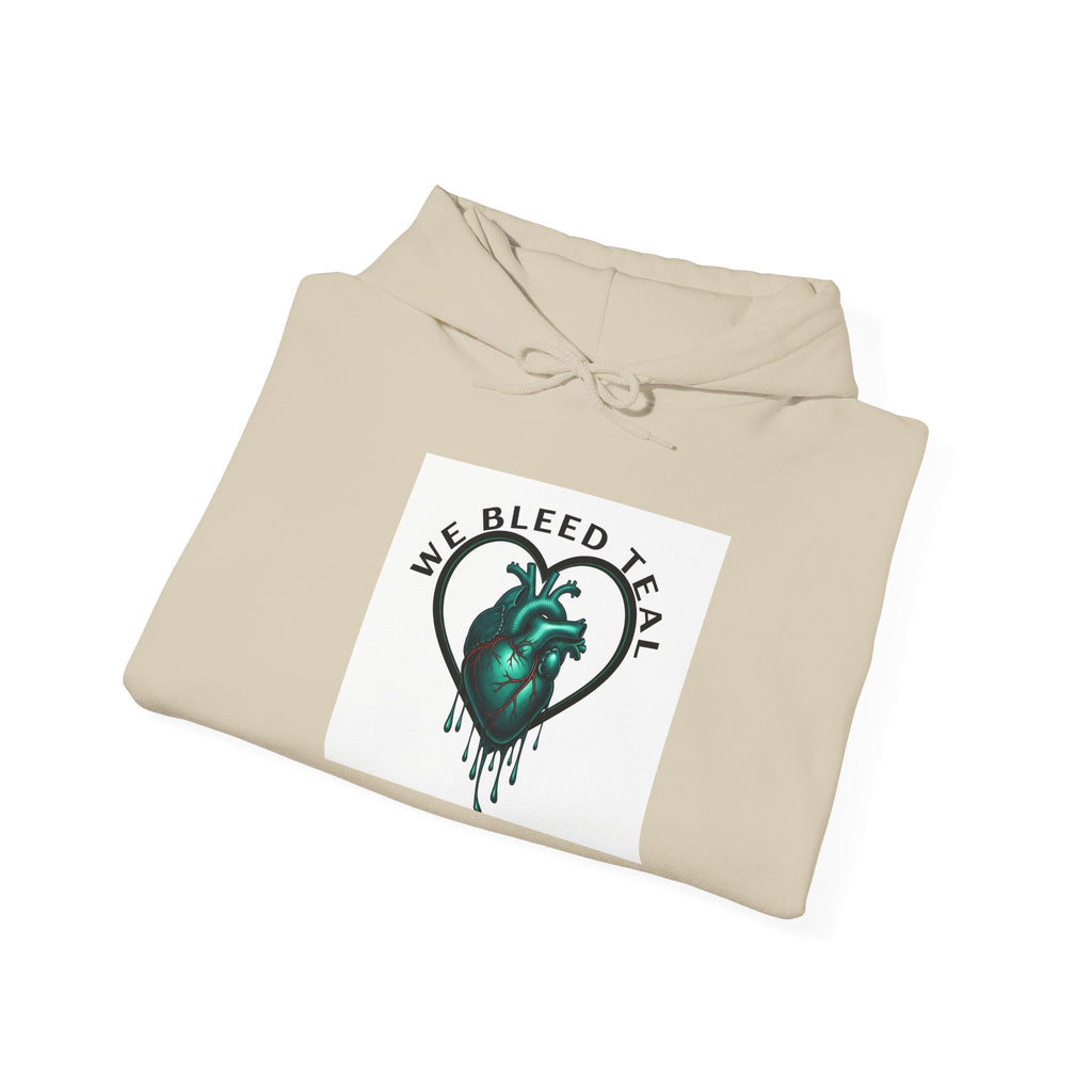 Teal Heart Drip Hoodie - Unisex Sweatshirt, Casual Wear, Gift for Her, Unique Style, Fall Fashion, Cozy Outfit Printify