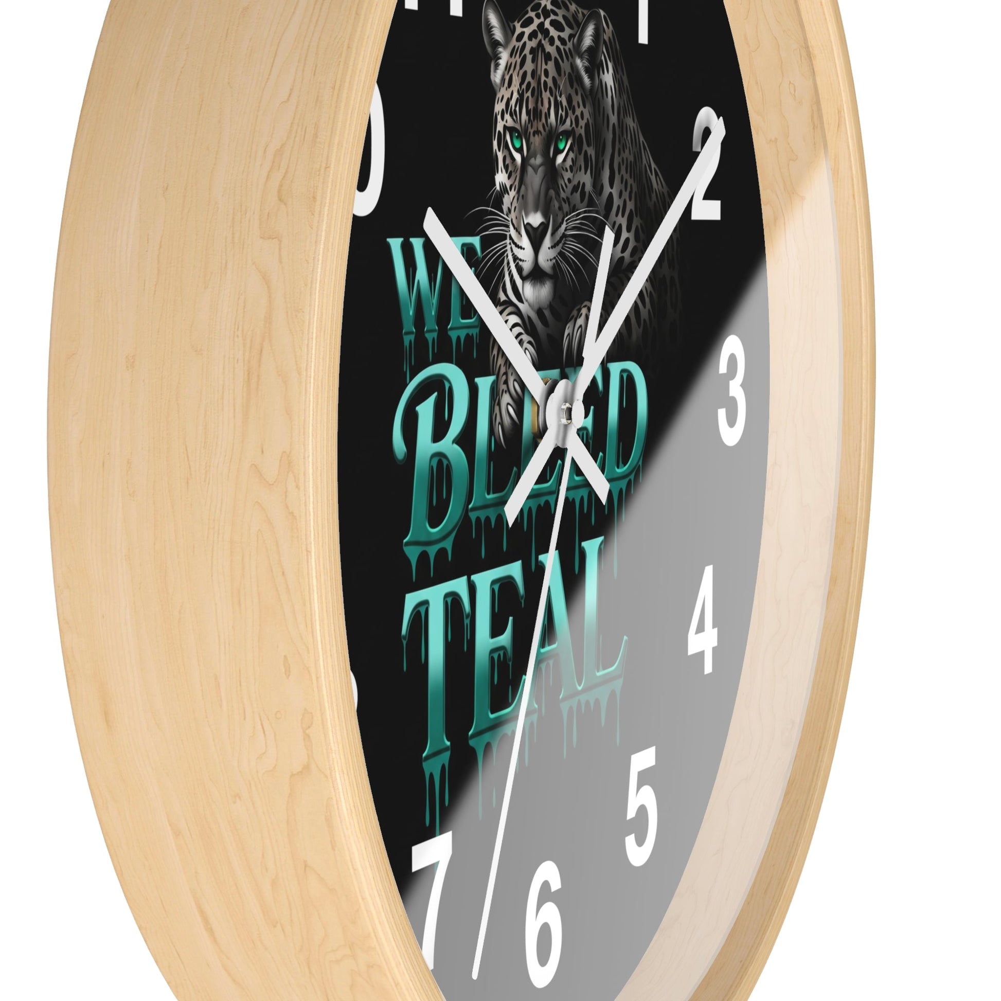 Teal Panther Wall Clock, Decor for Home, Unique Office Clock, Gift for Cat Lovers, Sports Team Home Decor Printify