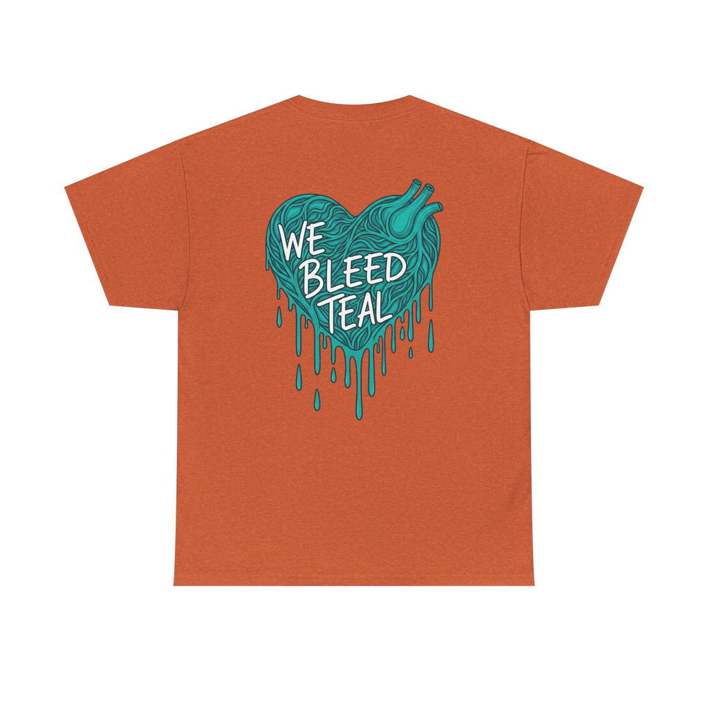 Teal Heart Tee - Unisex Heavy Cotton T-Shirt, Gift for Sports Fans, Casual Wear, Team Spirit Apparel, Soft Cotton Tee, Everyday Comfort Printify