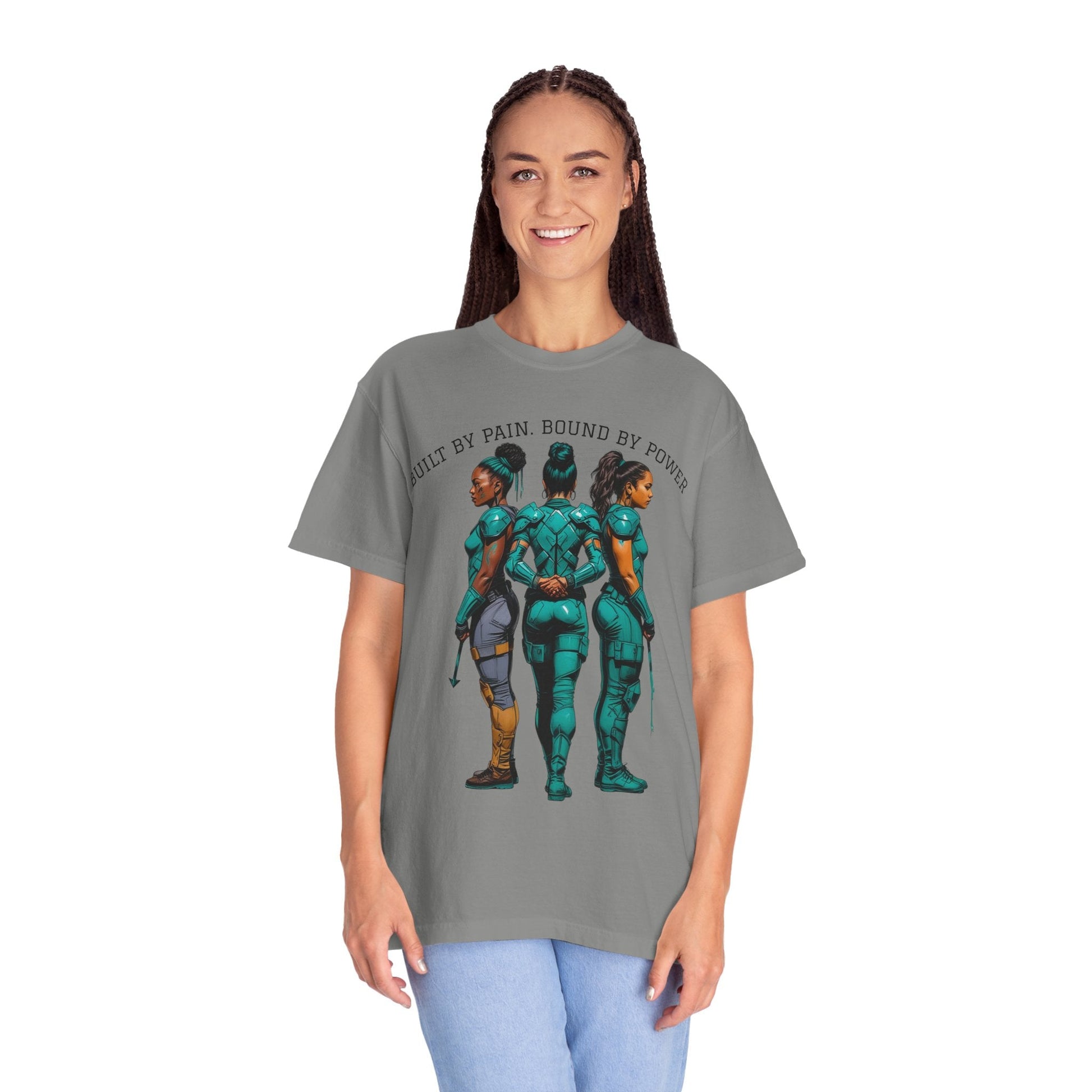 Empowerment Graphic Tee, Built by Pain Bound by Power Shirt, Unisex Motivational T-Shirt, Fitness Apparel, Unique Gift for Warriors Printify