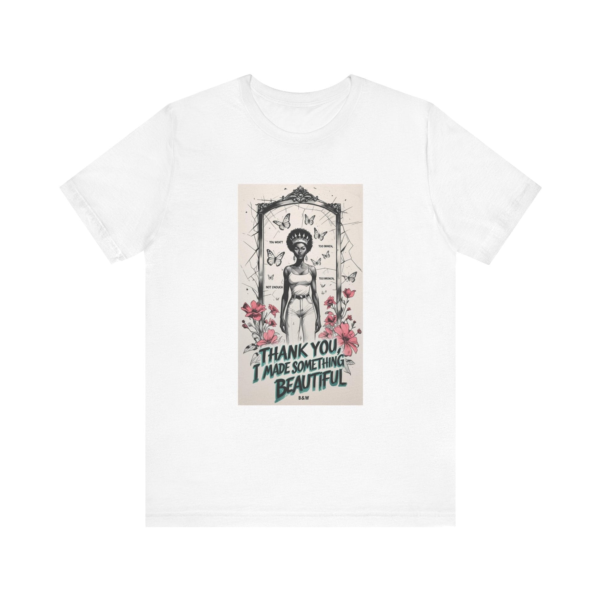 Beautiful Gratitude Unisex Tee, Artistic Short Sleeve Shirt, Inspirational Clothing, Gift for Her, Affirmation Tee, Butterfly Design Printify