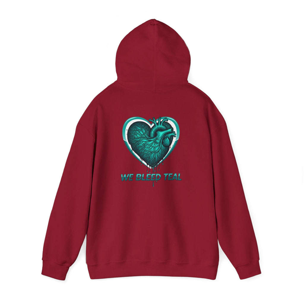 Teal Heart Hoodie - Unisex Heavy Blend Sweatshirt, Perfect for Gamers, Sport Fans, Casual Wear, Gift for Holidays Printify