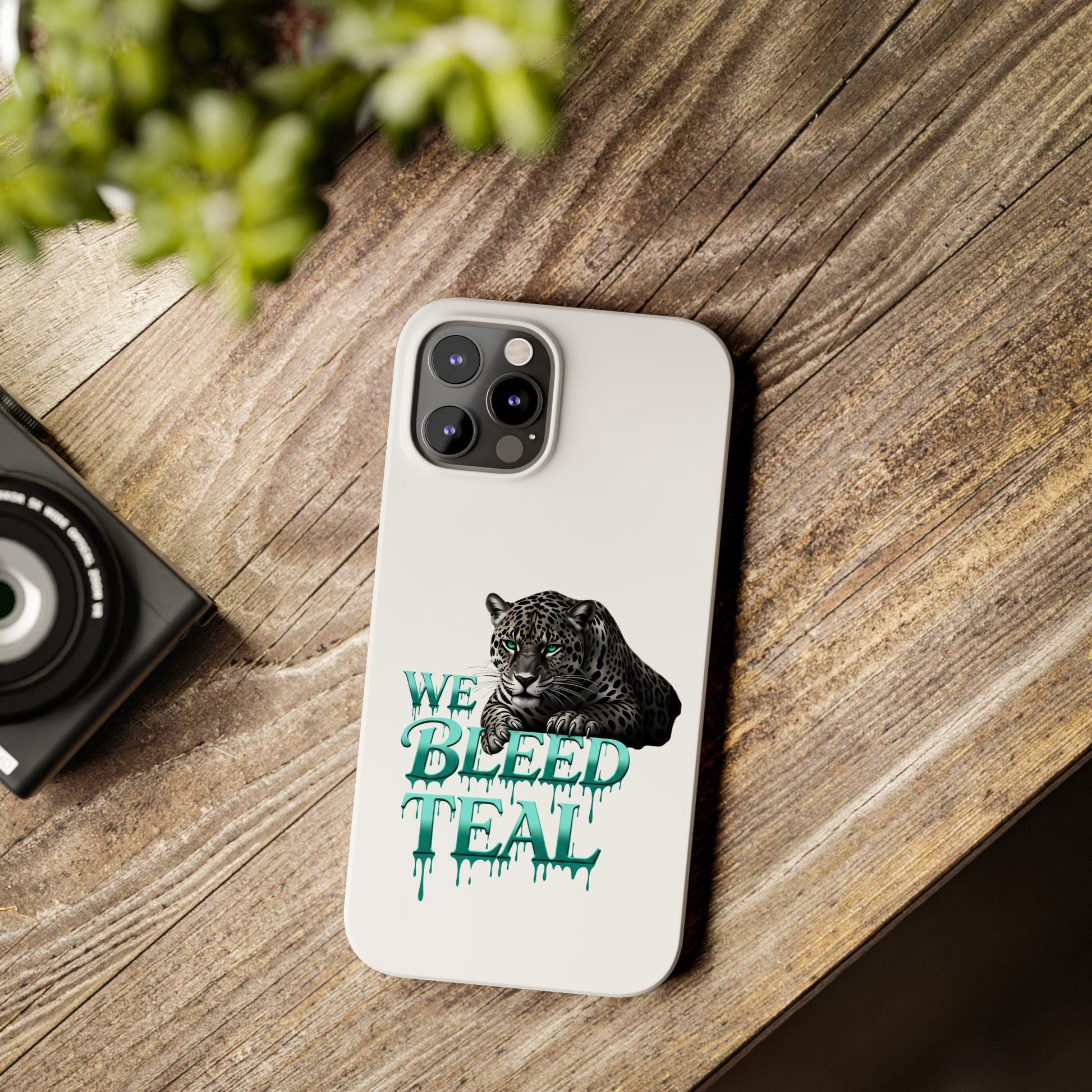 Teal Panther Slim Phone Case - Bold Animal Design, Unique Gift for Wildlife Lovers, Stylish Phone Accessory, Modern Aesthetic, Trendy [...] Printify