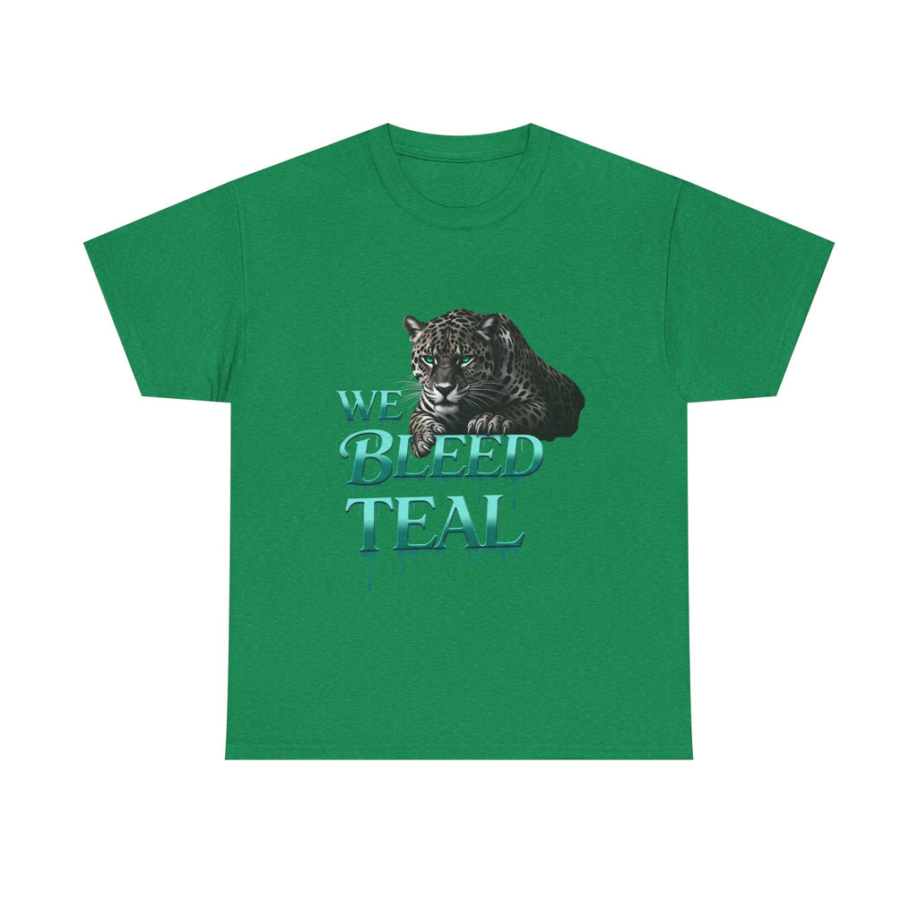 Teal Bleeding Cat Tee: Unisex Heavy Cotton Shirt, Pet Lover Gift, Casual Wear, Animal Lover Apparel, Unique Graphic Tee Printify