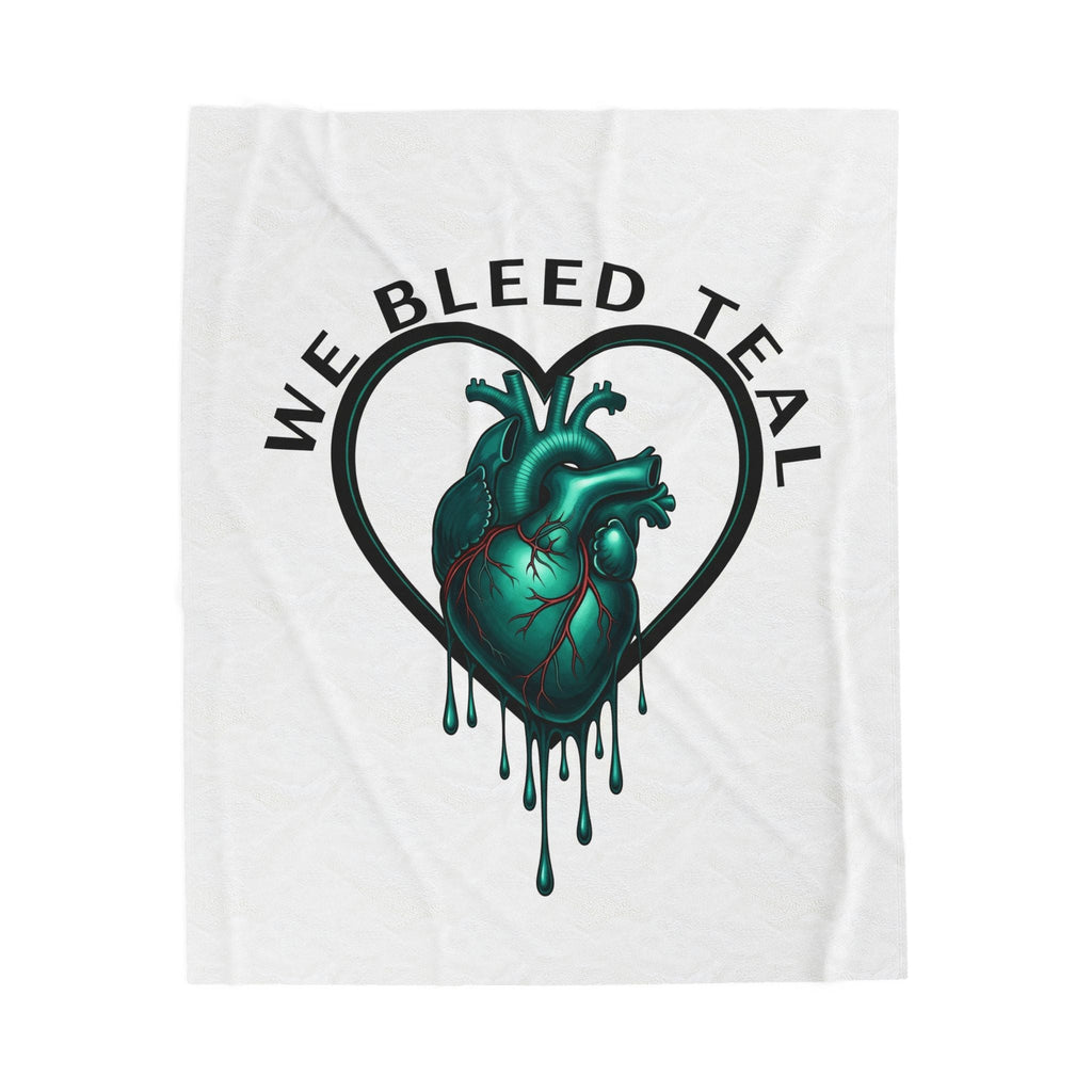 Teal Heart Soft Plush Blanket, Cozy Throw for Home, Ideal for Gifts, Pet Lovers, Versatile Blanket, Unique Decor Printify