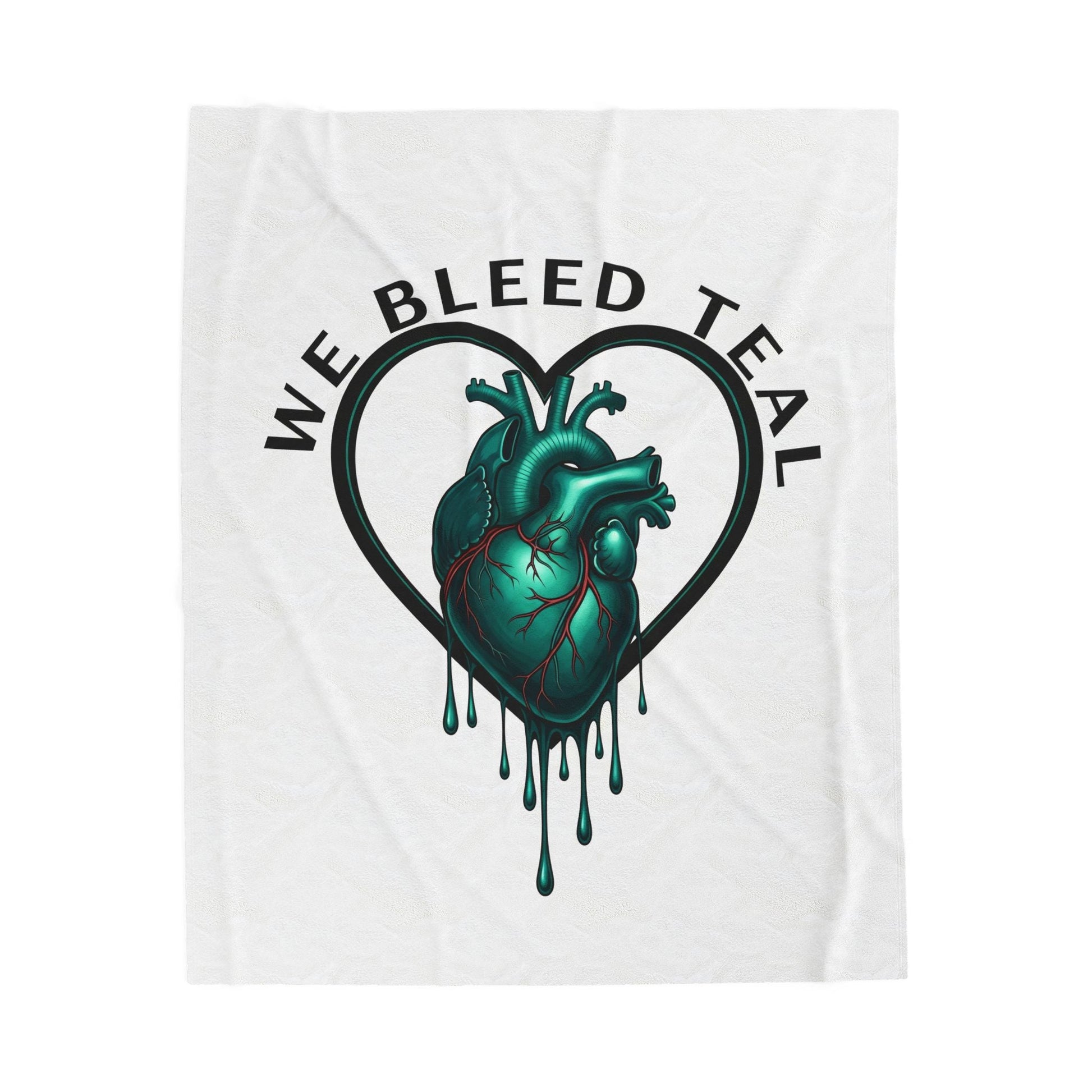 Teal Heart Soft Plush Blanket, Cozy Throw for Home, Ideal for Gifts, Pet Lovers, Versatile Blanket, Unique Decor Printify