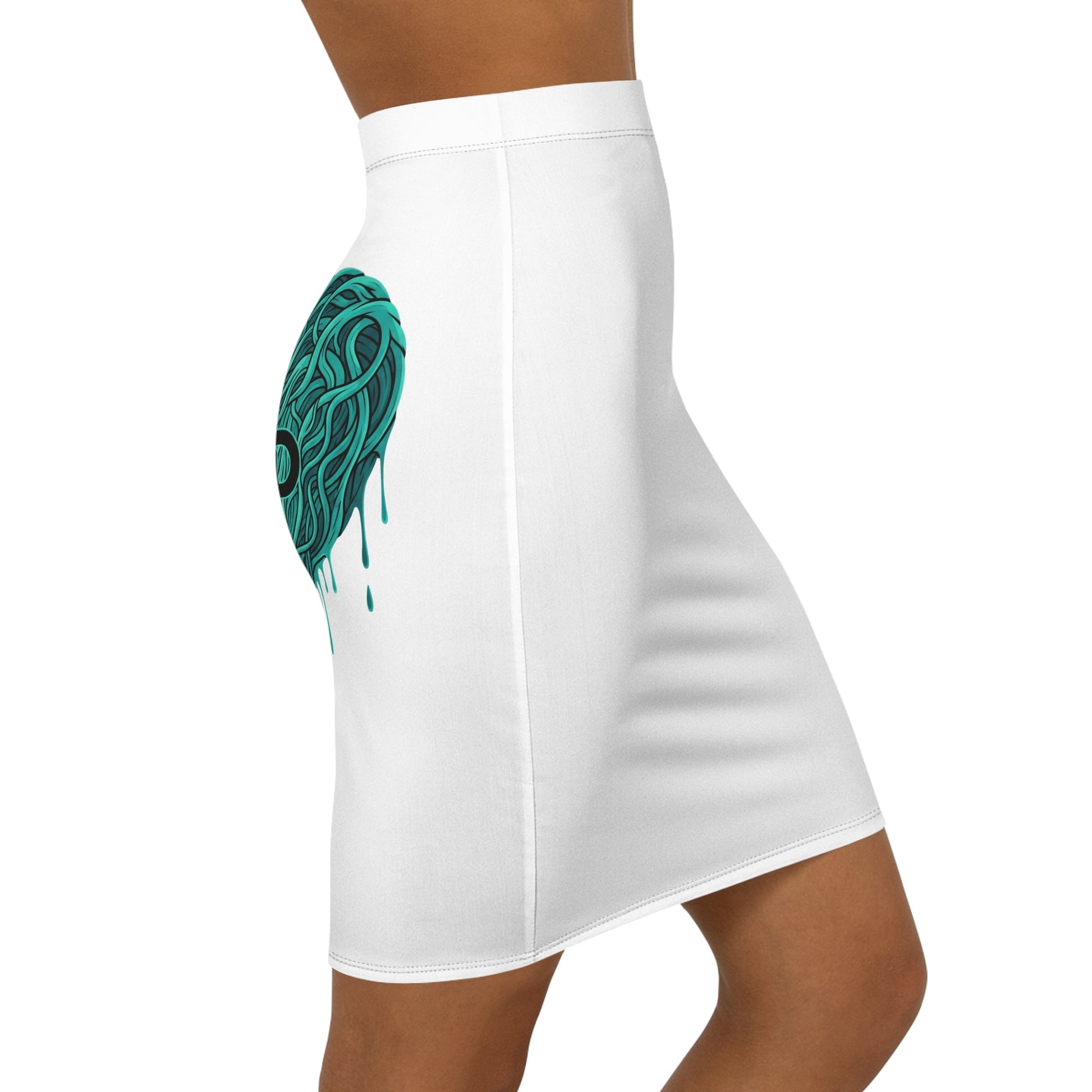 Teal Heart Women's Pencil Skirt, Statement Skirt, Fashionable Pencil Skirt, Casual Skirt, We Bleed Teal Skirt, Gift for Her Printify