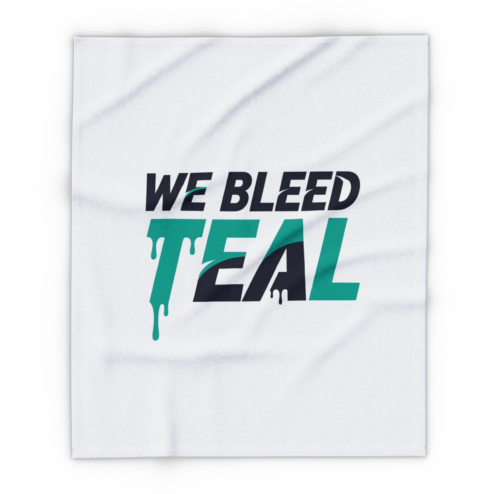 Teal Fleece Blanket, Cozy Throw for Sports Fans, Home Decor, Gift for Holidays, We Bleed Teal Design, Soft Bedding Accessory Printify