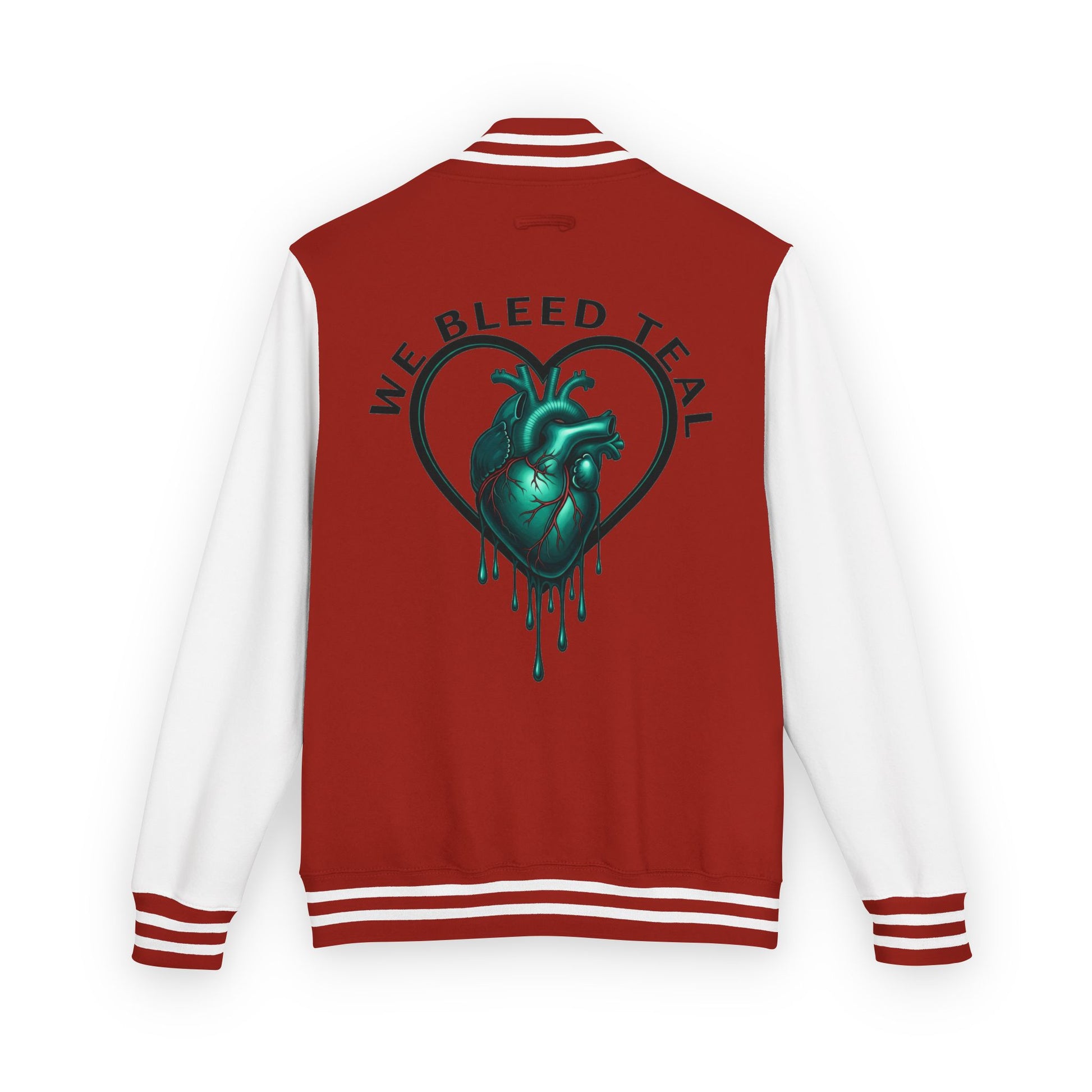 Unisex Heavyweight Letterman Jacket with We Bleed Teal Design | Comfort Wear for Game Day, Sports Events, Nostalgia Rides, [...]