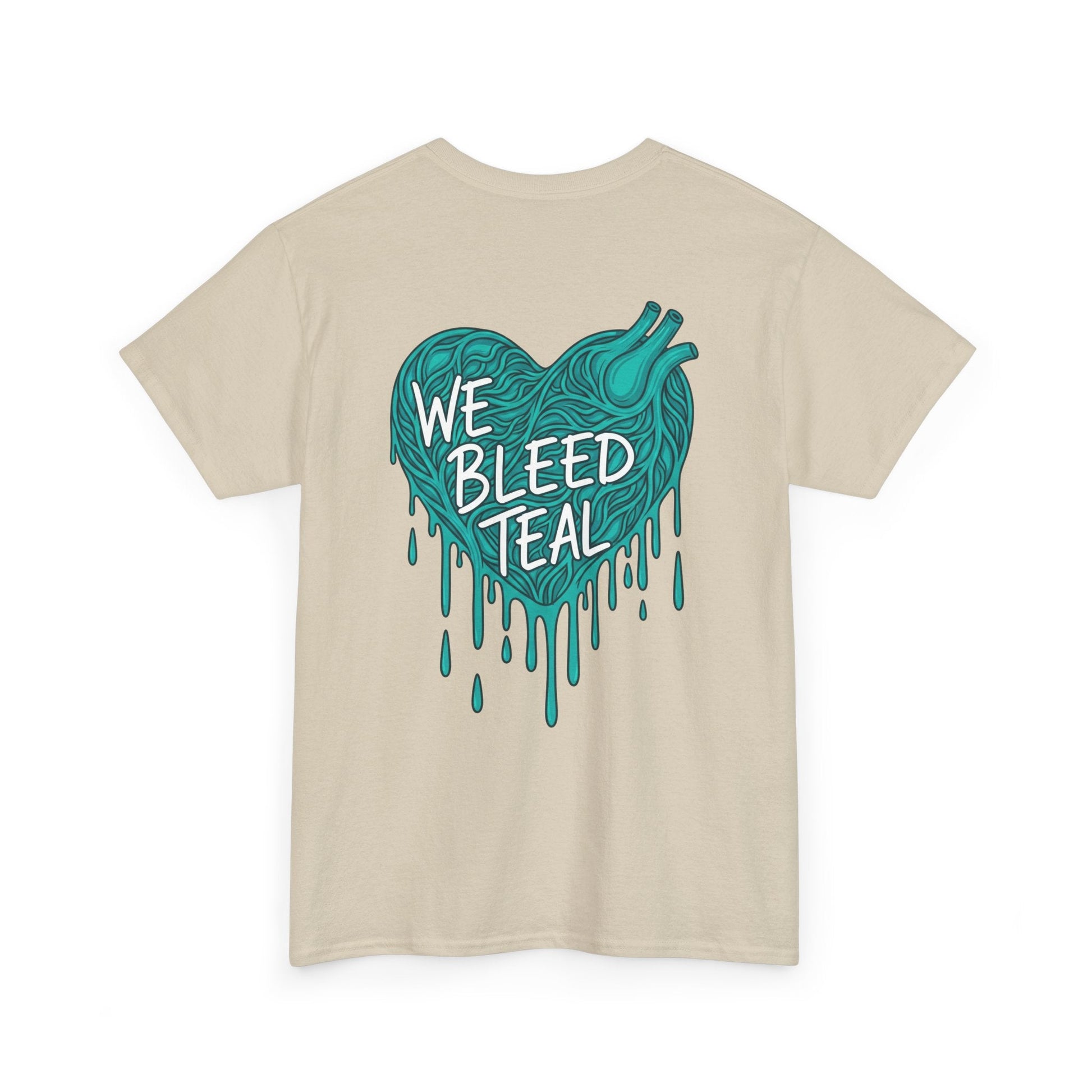 Teal Heart Tee - Unisex Heavy Cotton T-Shirt, Gift for Sports Fans, Casual Wear, Team Spirit Apparel, Soft Cotton Tee, Everyday Comfort Printify