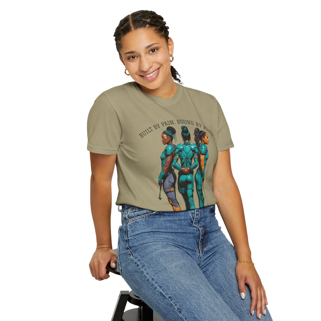 Empowerment Graphic Tee, Built by Pain Bound by Power Shirt, Unisex Motivational T-Shirt, Fitness Apparel, Unique Gift for Warriors Printify