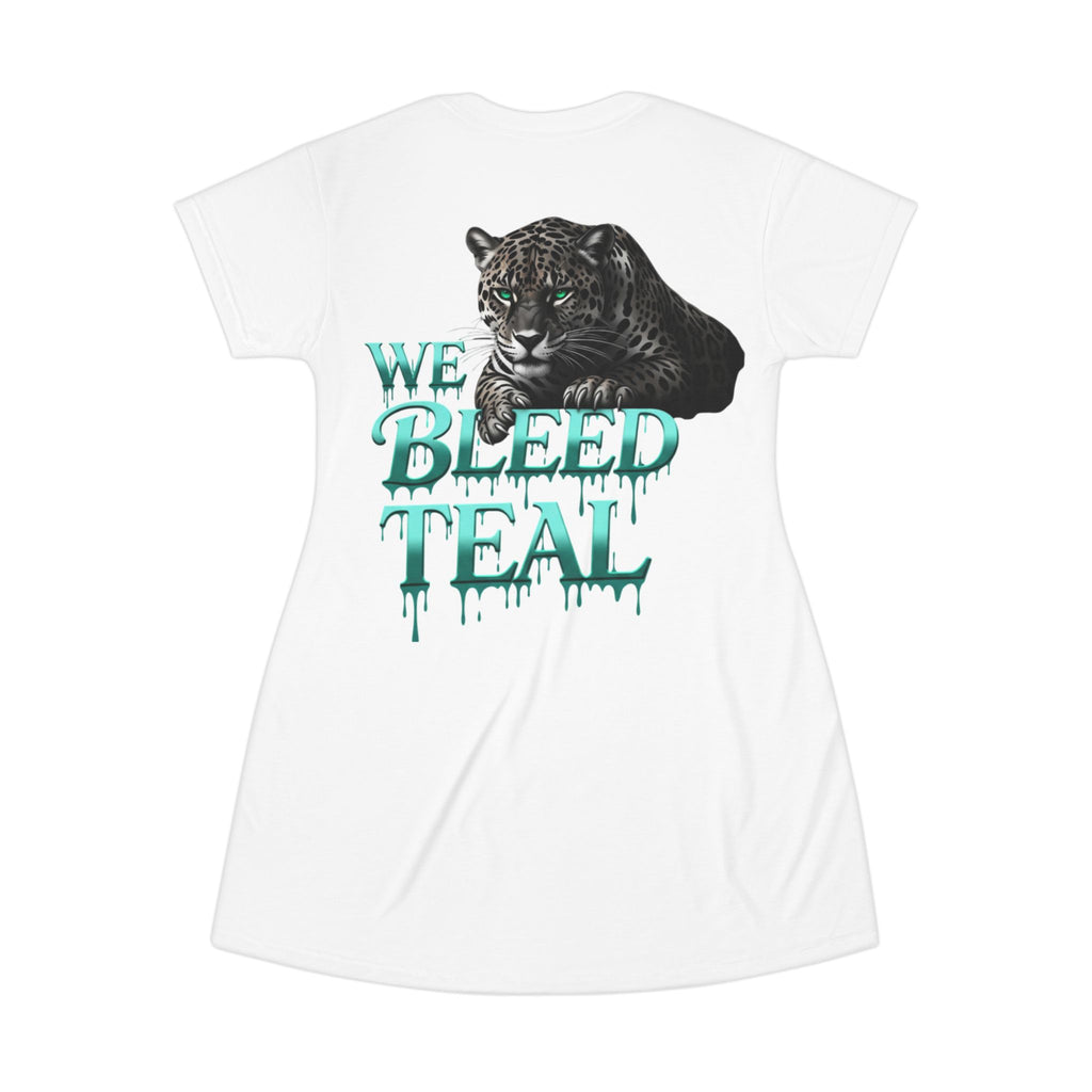 Teal Panther Graphic T-Shirt Dress – Casual Wear, Summer Outfits, Team Spirit Apparel, Unique Gifts, Trendy Fashion