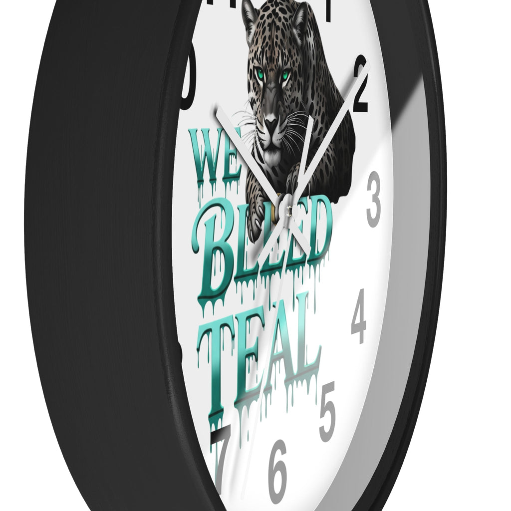 Teal Leopard Wall Clock, Unique Home Decor, Animal Lover Gift, Sports Fan Gift, Personalized Timepiece Printify