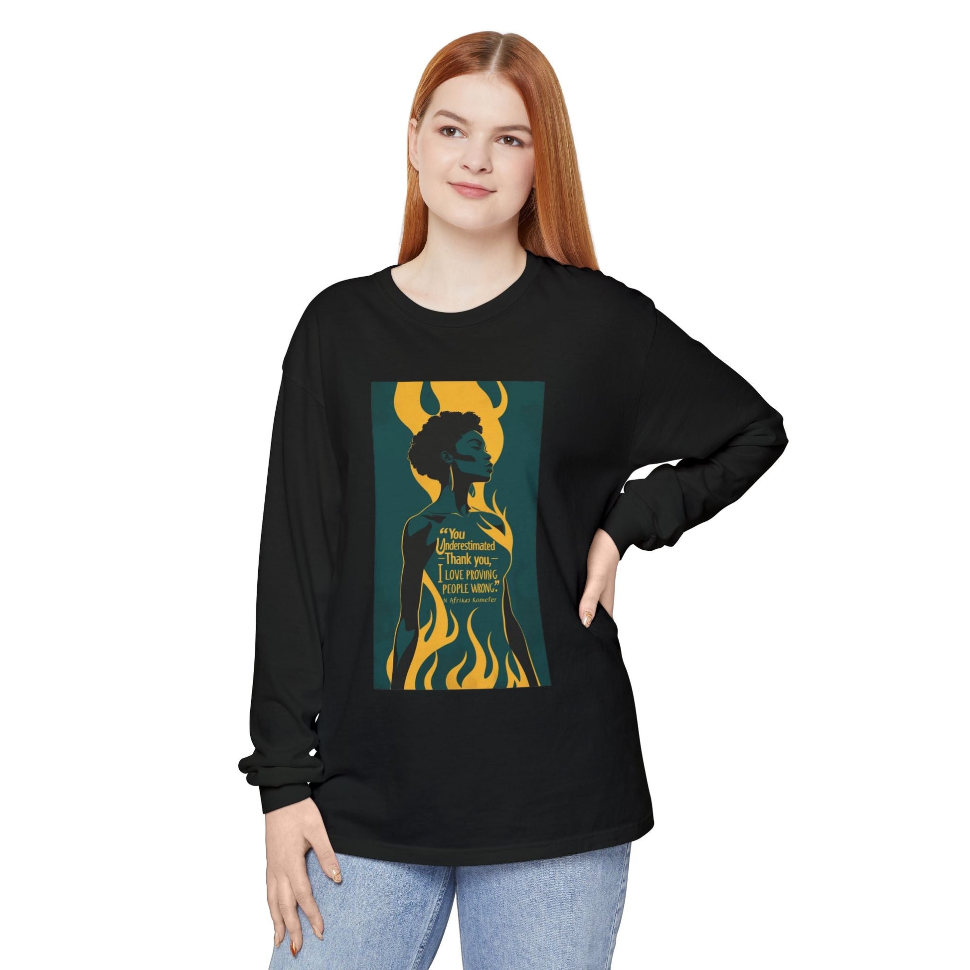 Unisex Long Sleeve Graphic Tee for Empowerment, Fierce Art Shirt, Wardrobe Essential, Unique Gift, Casual Fashion, Everyday Wear Printify