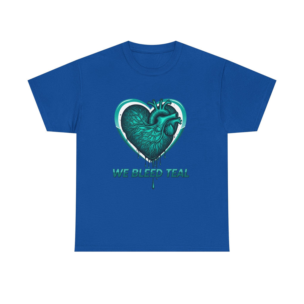 Teal Heart Awareness Tee, Unisex Cotton Shirt, Supportive Gear, Medical Awareness, Gift for Loved Ones, Casual Wear Printify