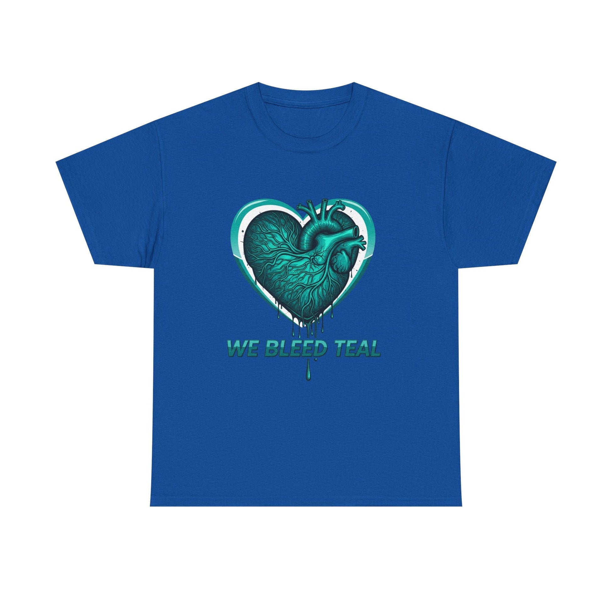 Teal Heart Awareness Tee, Unisex Cotton Shirt, Supportive Gear, Medical Awareness, Gift for Loved Ones, Casual Wear Printify