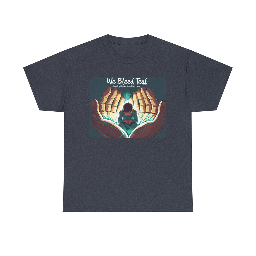 Teal Awareness Tee - We Bleed Teal - Unisex Heavy Cotton Shirt, Support Teal Ribbon, Gift for Awareness Events, Casual Wear, Summer Style