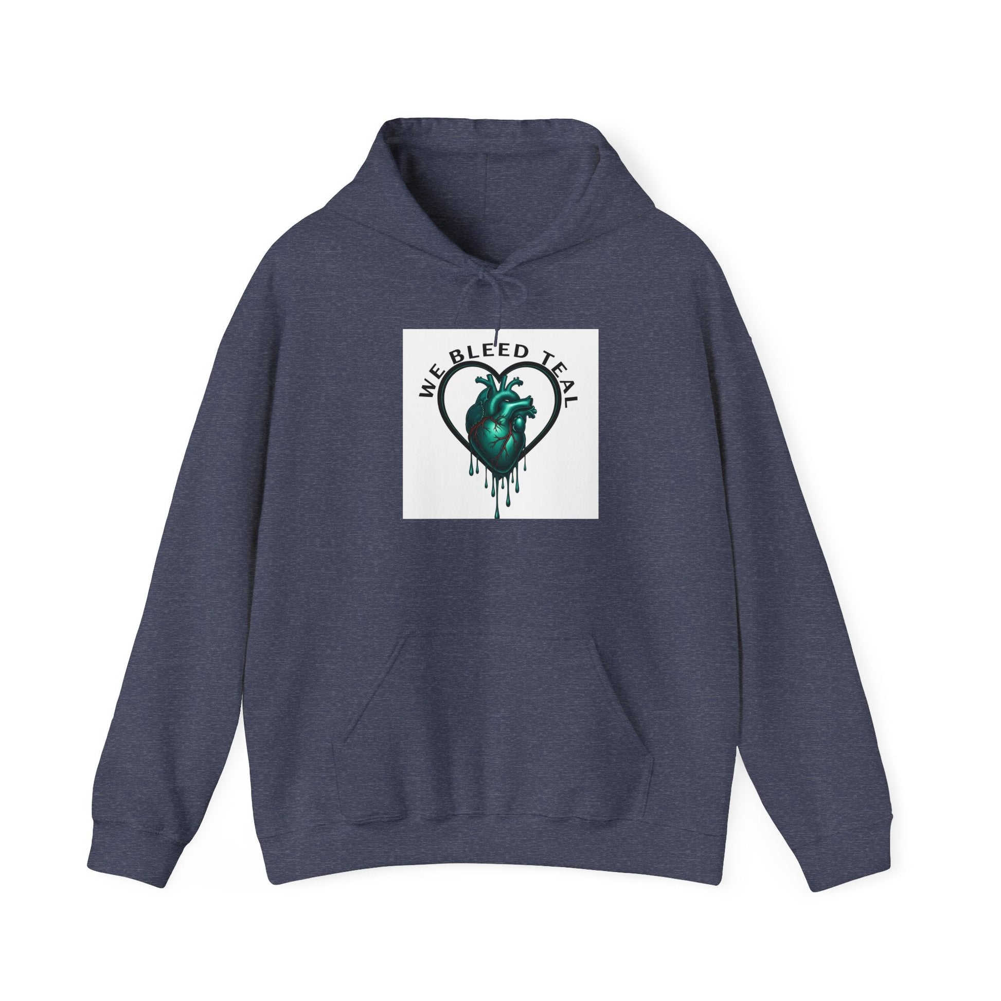 Teal Heart Drip Hoodie - Unisex Sweatshirt, Casual Wear, Gift for Her, Unique Style, Fall Fashion, Cozy Outfit Printify