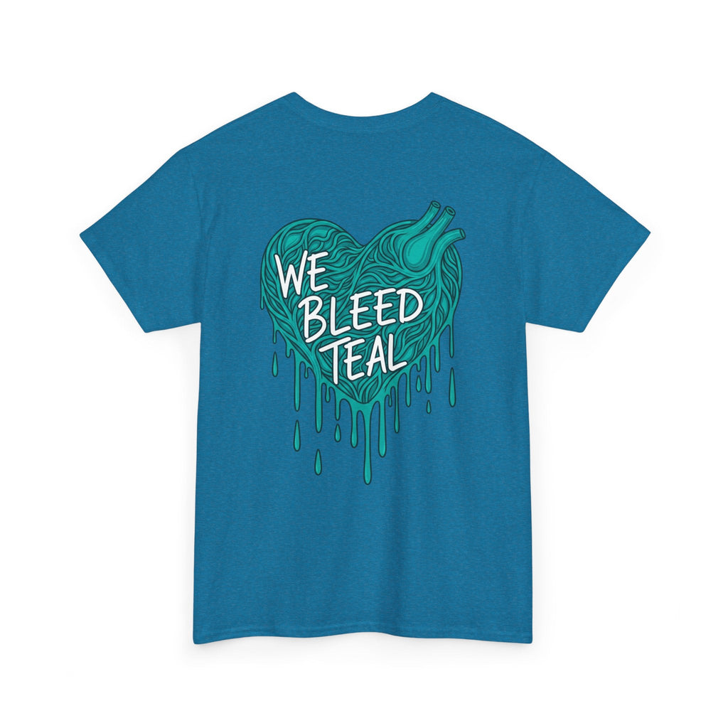 Teal Heart Tee - Unisex Heavy Cotton T-Shirt, Gift for Sports Fans, Casual Wear, Team Spirit Apparel, Soft Cotton Tee, Everyday Comfort Printify