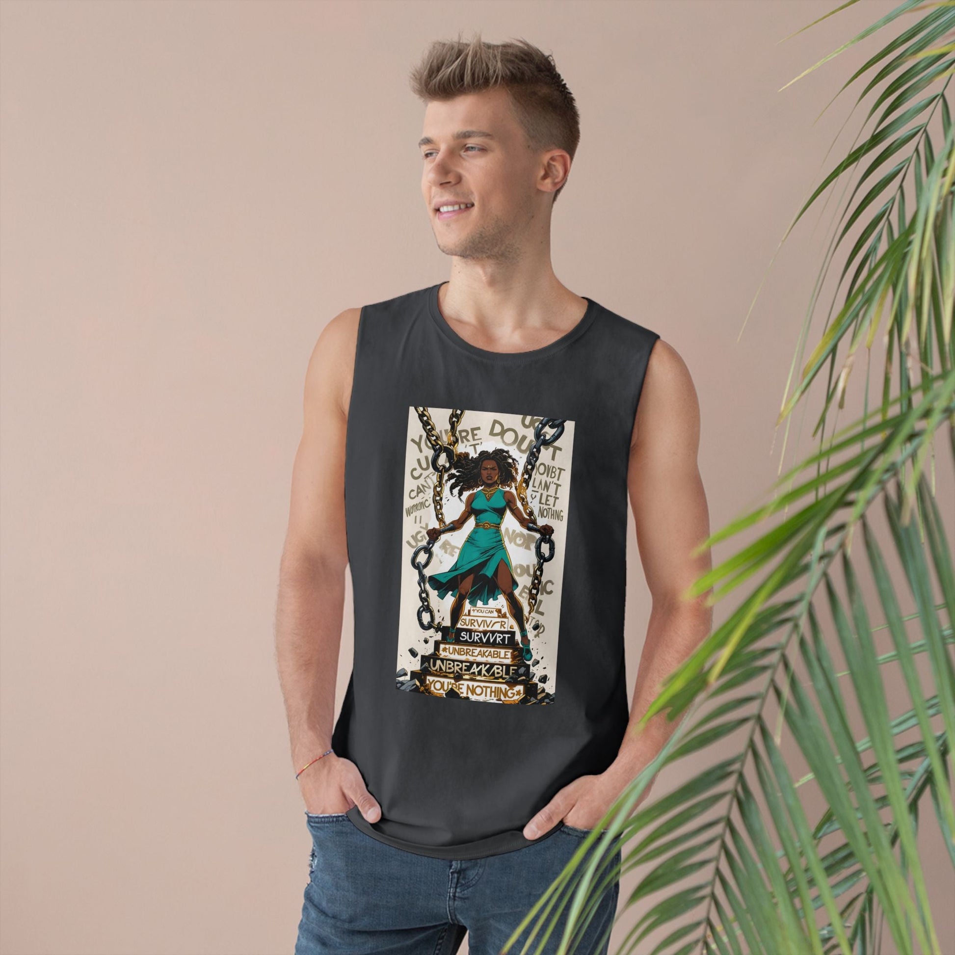 Empowering Unisex Tank Top - Unbreakable Resilience, Inspirational Workout Wear, Summer Fashion, Gift for Her, Affirmation Top Printify
