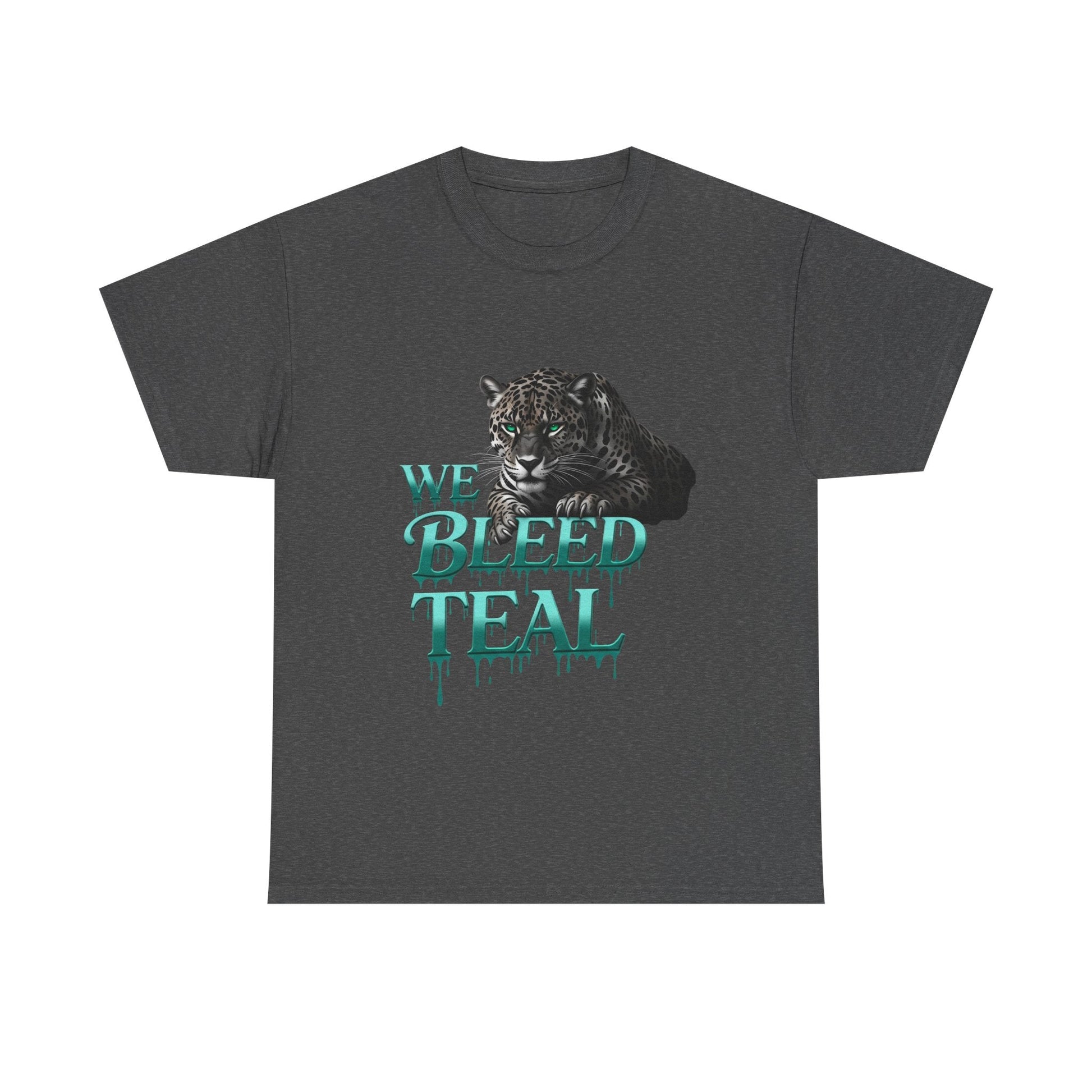 Teal Bleeding Cat Tee: Unisex Heavy Cotton Shirt, Pet Lover Gift, Casual Wear, Animal Lover Apparel, Unique Graphic Tee Printify