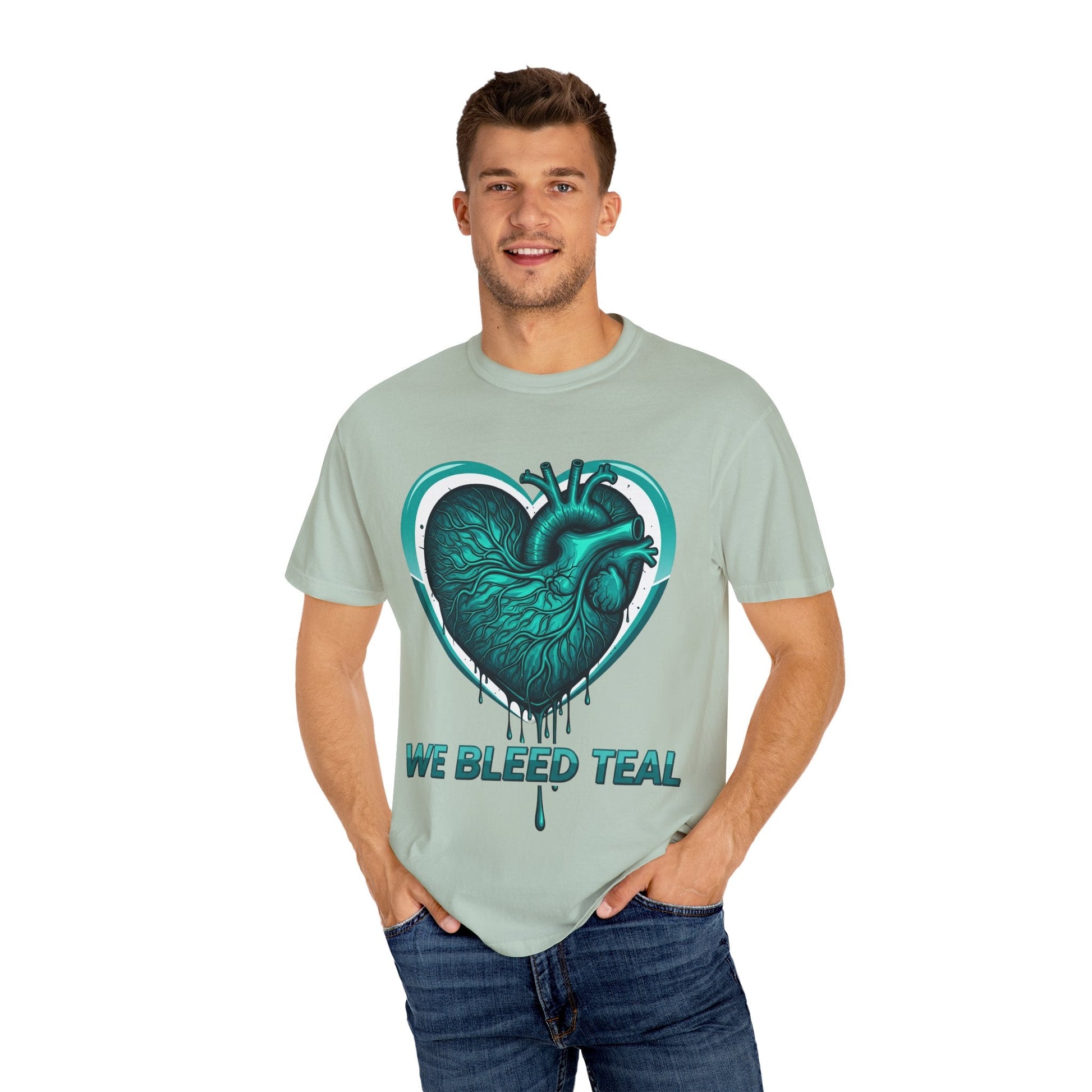 Teal Heart T-Shirt, Unisex Casual Shirt, Heart Health Awareness Tee, Gift for Men & Women, Comfortable Everyday Wear, We Bleed Teal Printify